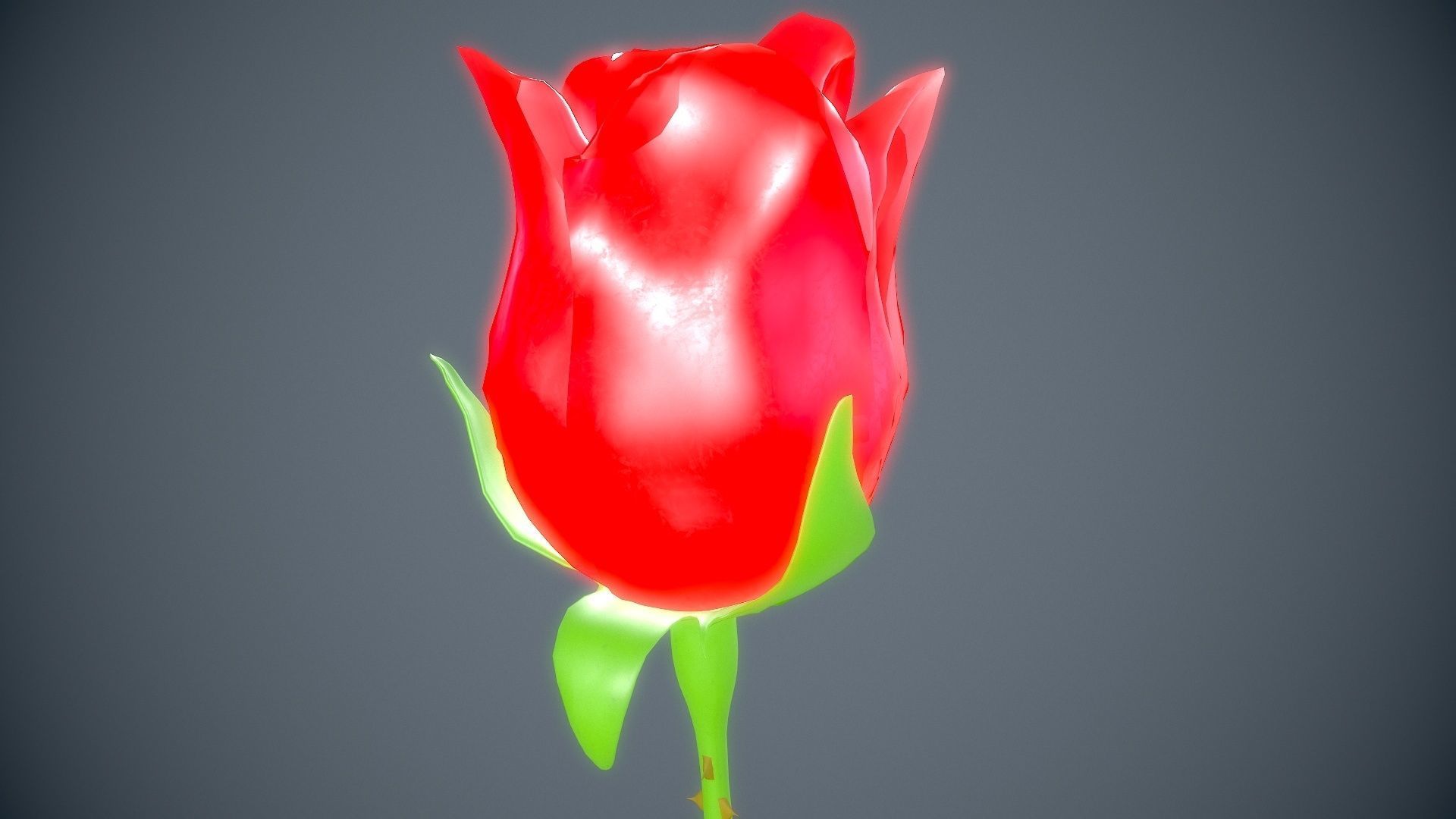 Red rose 3D model_5