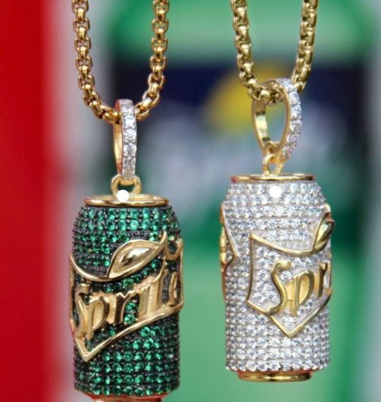 Iced Out Sprite Soda Can Diamond Pendant  3D print model_1