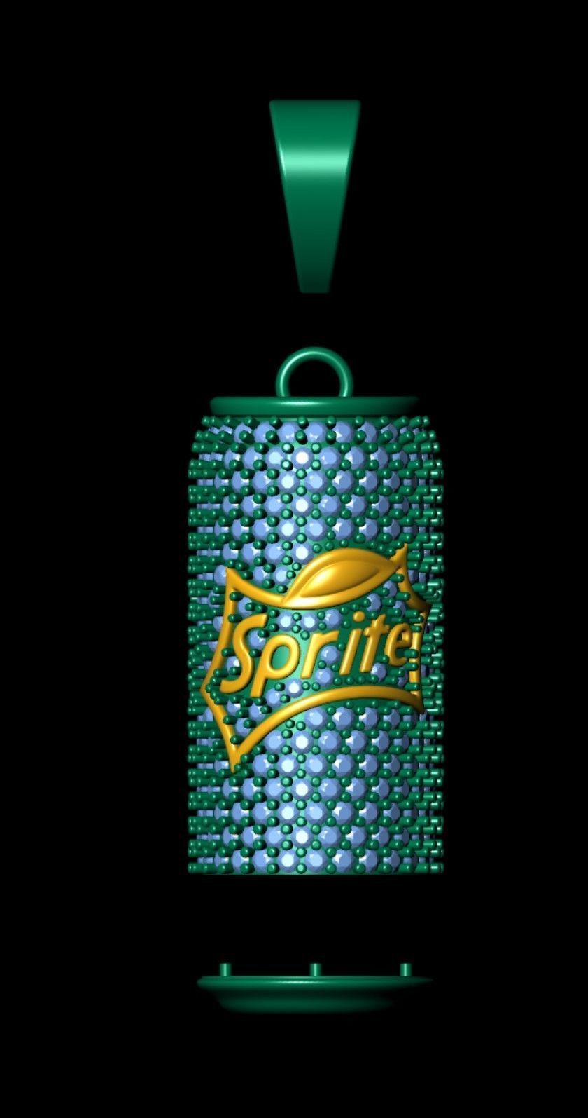 Iced Out Sprite Soda Can Diamond Pendant  3D print model_4