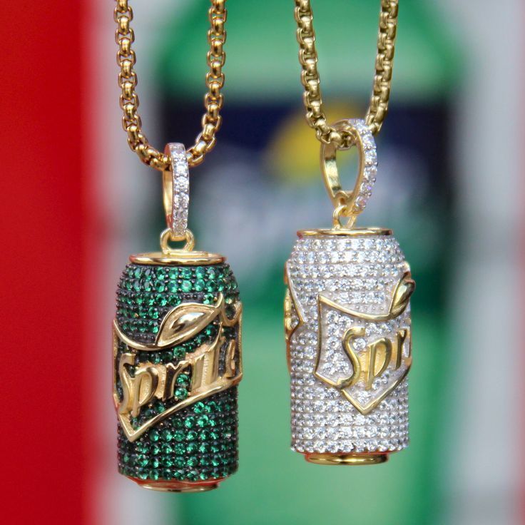 Iced Out Sprite Soda Can Diamond Pendant  3D print model_8
