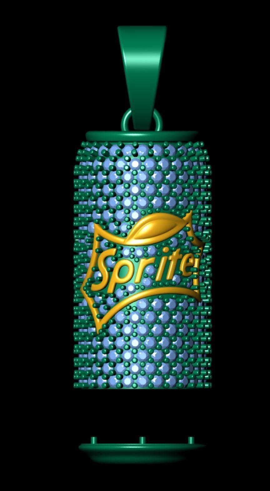 Iced Out Sprite Soda Can Diamond Pendant  3D print model_7