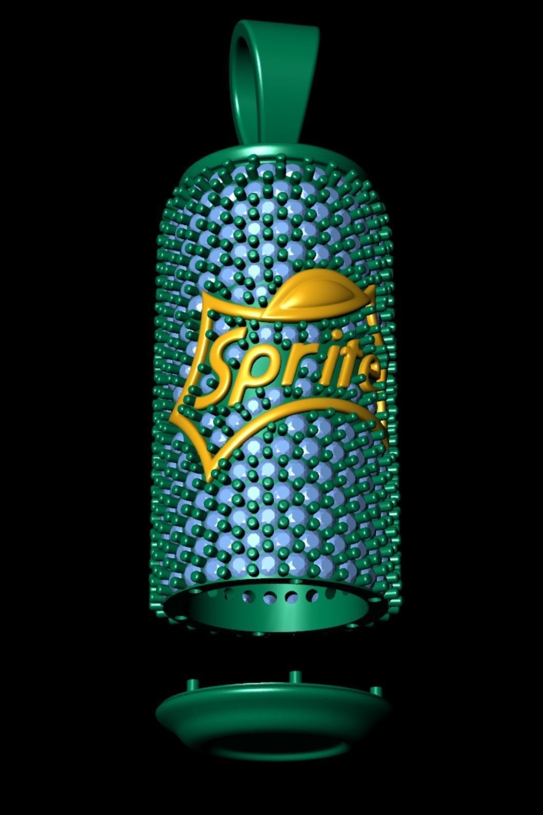 Iced Out Sprite Soda Can Diamond Pendant  3D print model_6