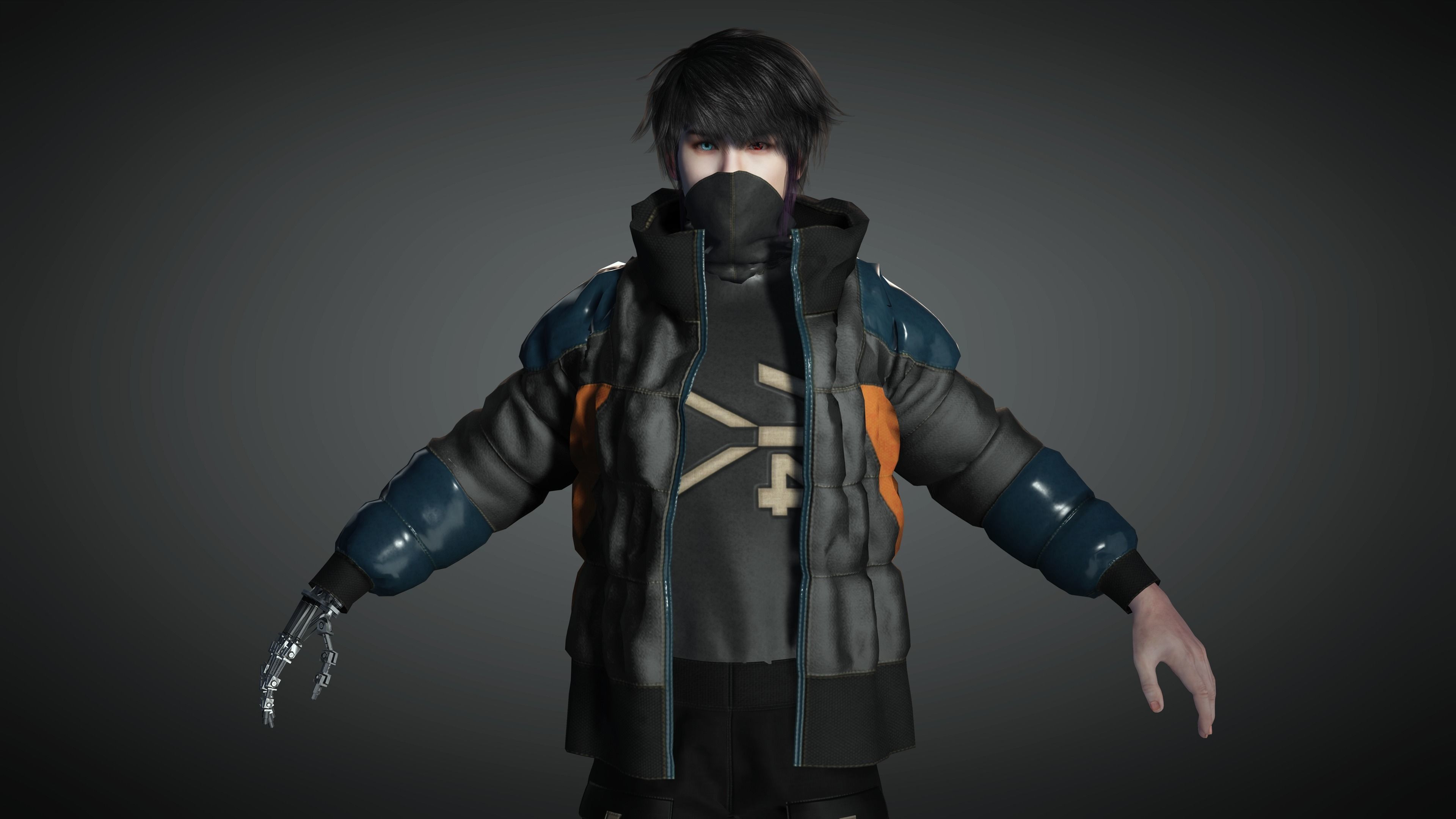 AAA Cyber Punk Male Character 02 Low-poly 3D model_2