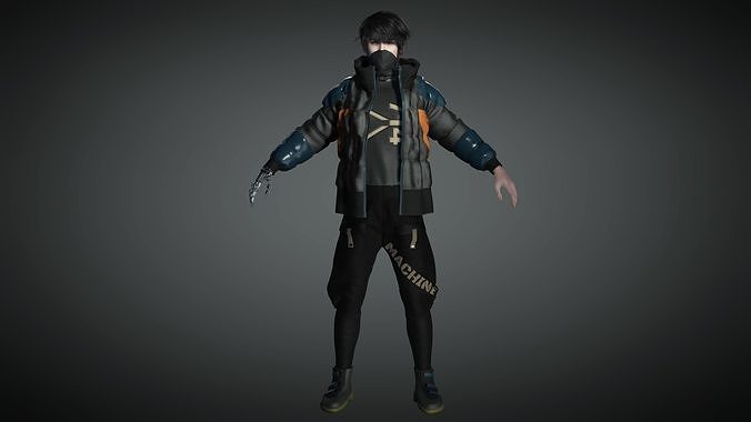 AAA Cyber Punk Male Character 02 Low-poly 3D model