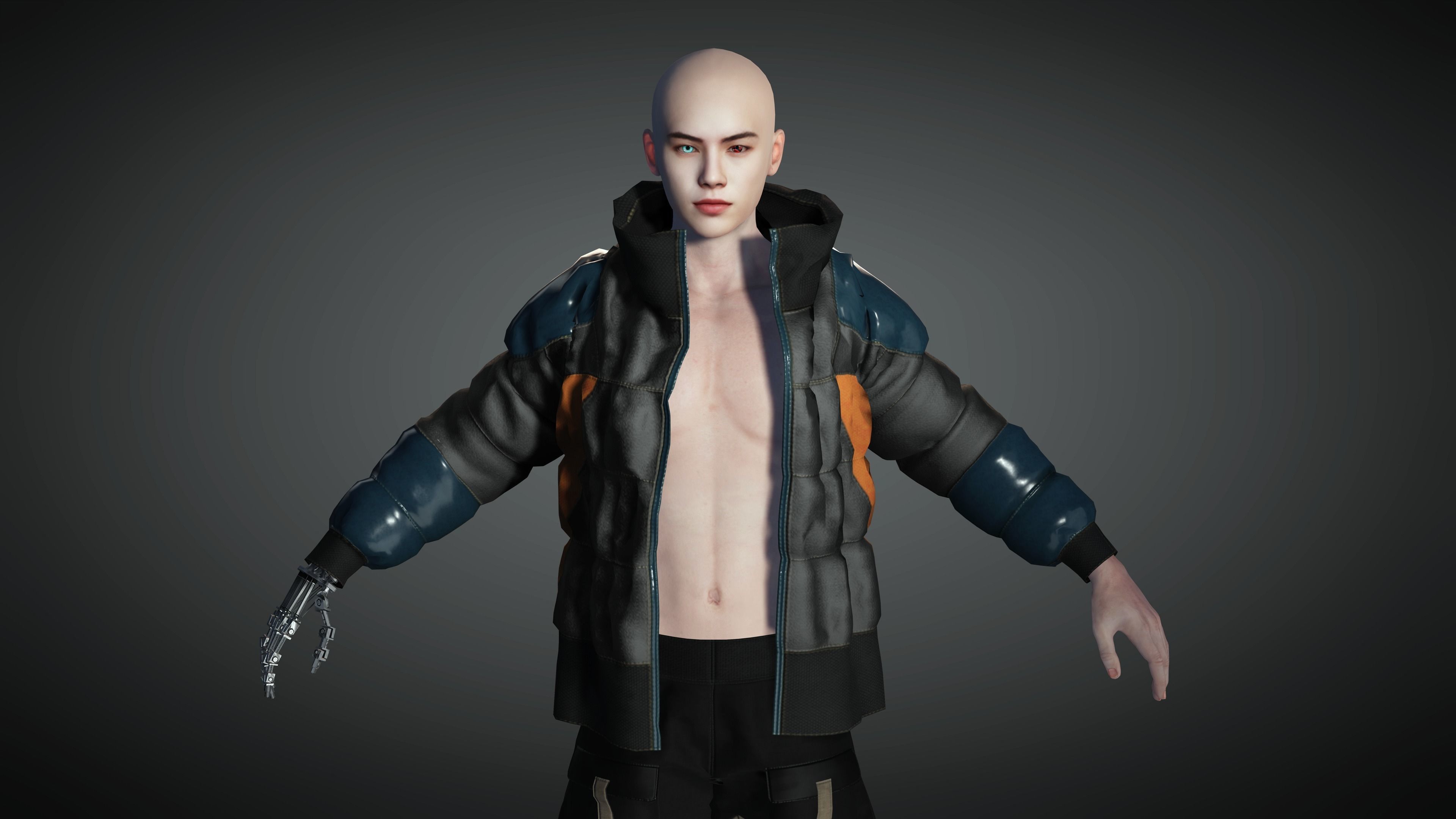 AAA Cyber Punk Male Character 02 Low-poly 3D model_18