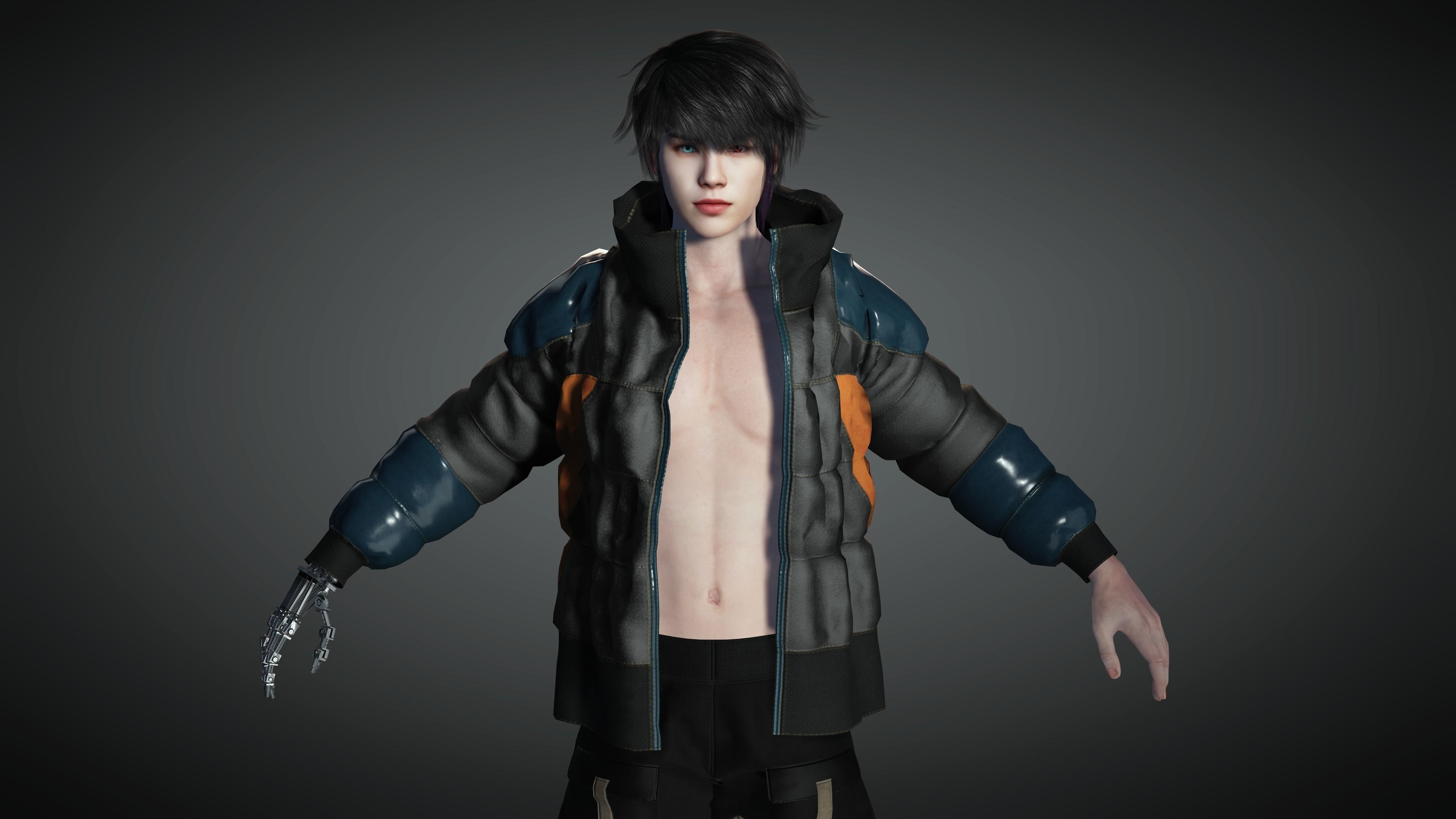 AAA Cyber Punk Male Character 02 Low-poly 3D model_16