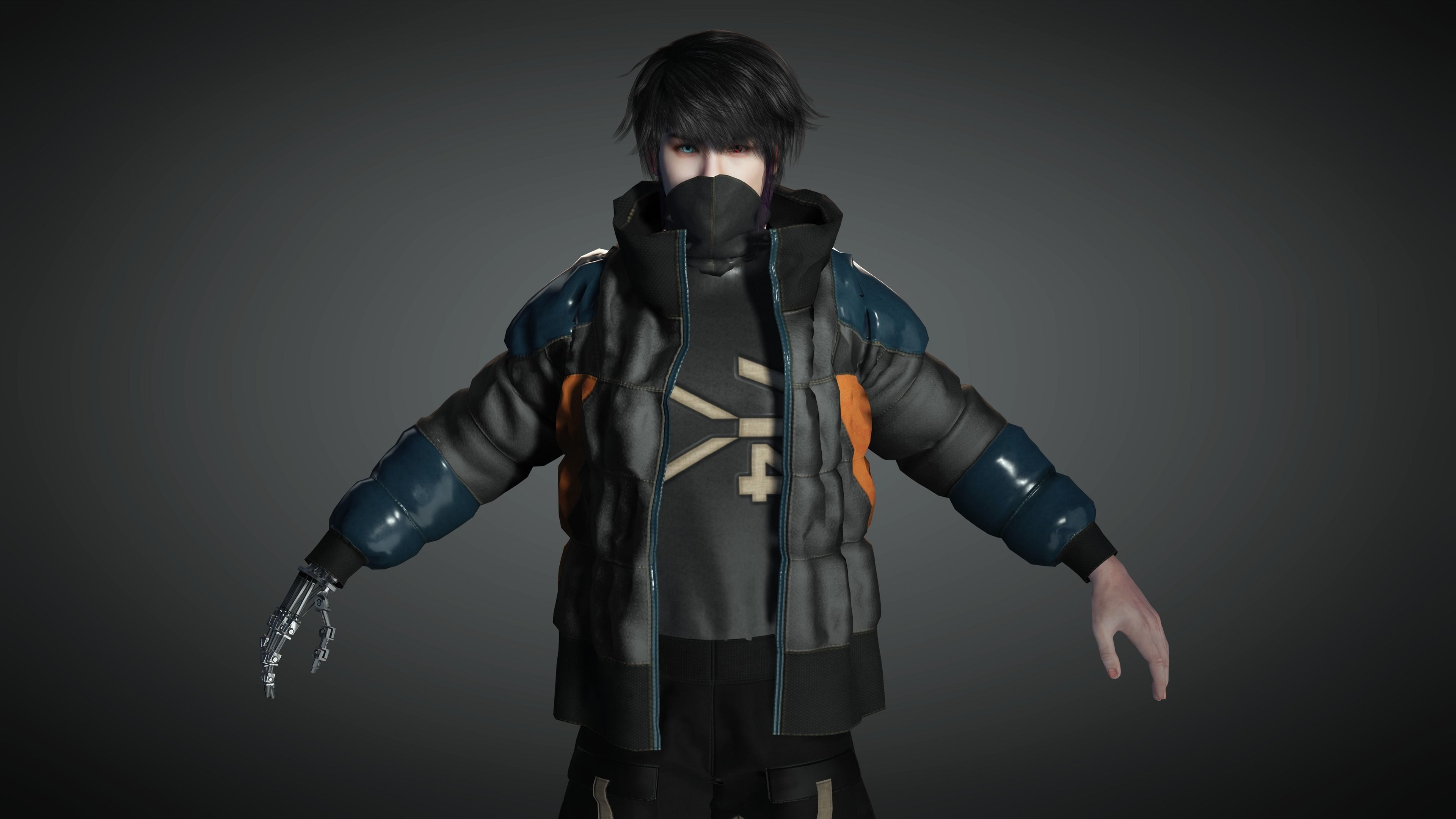 AAA Cyber Punk Male Character 02 Low-poly 3D model_15