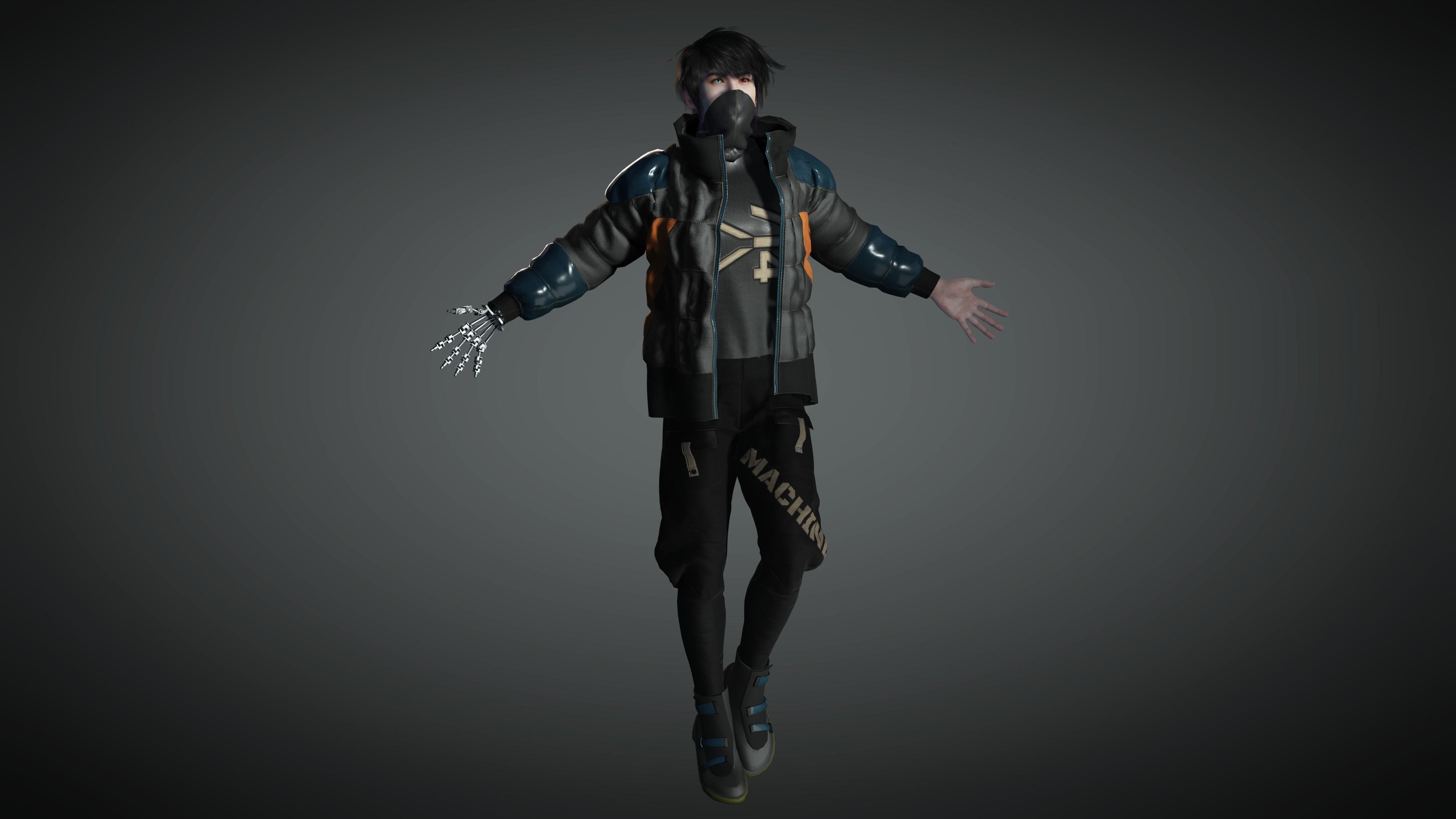 AAA Cyber Punk Male Character 02 Low-poly 3D model_12