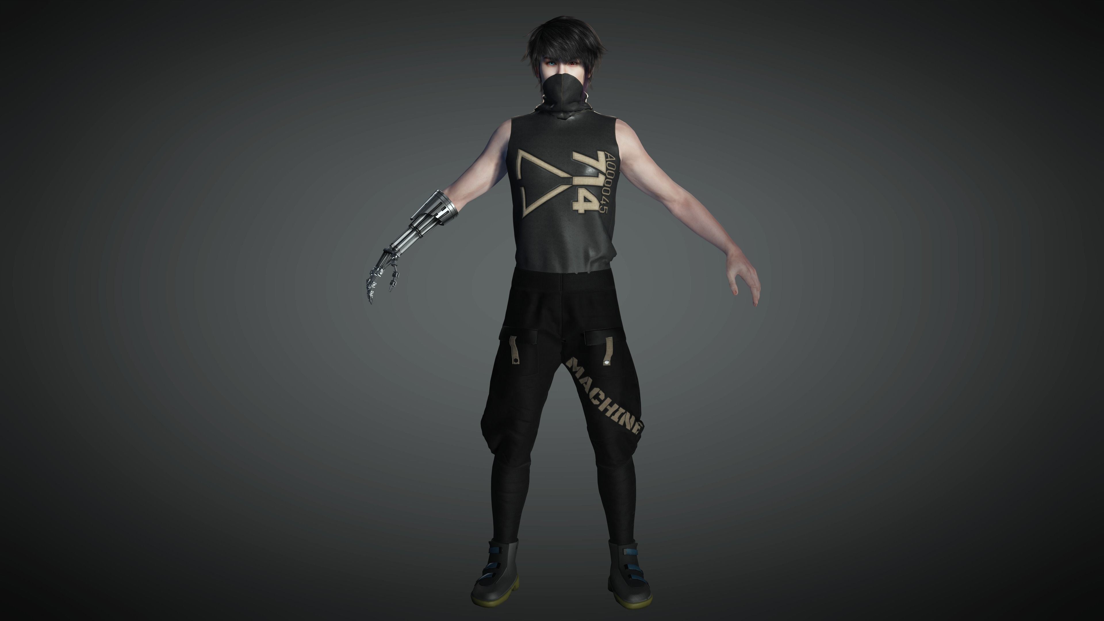AAA Cyber Punk Male Character 02 Low-poly 3D model_5