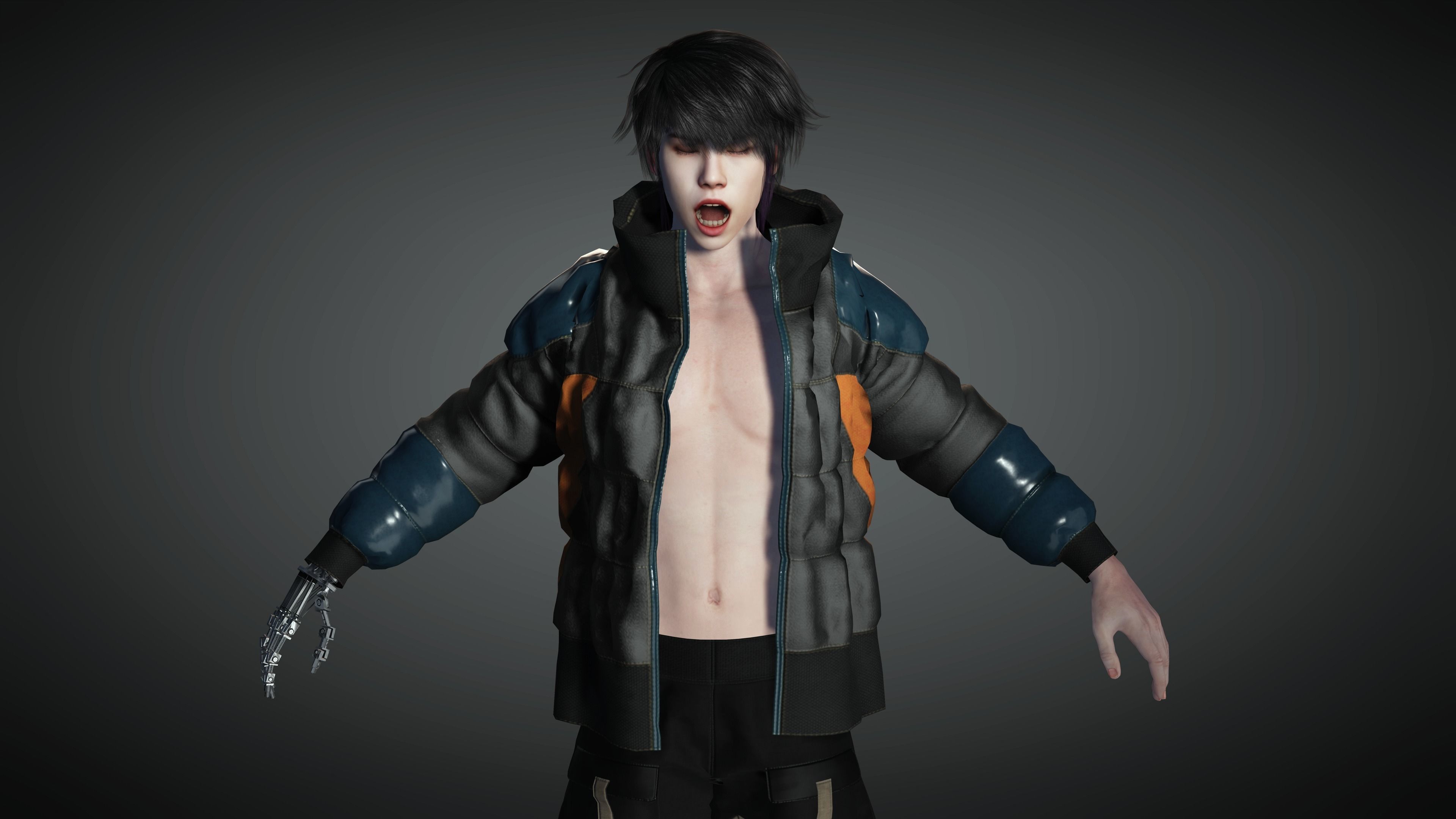 AAA Cyber Punk Male Character 02 Low-poly 3D model_17