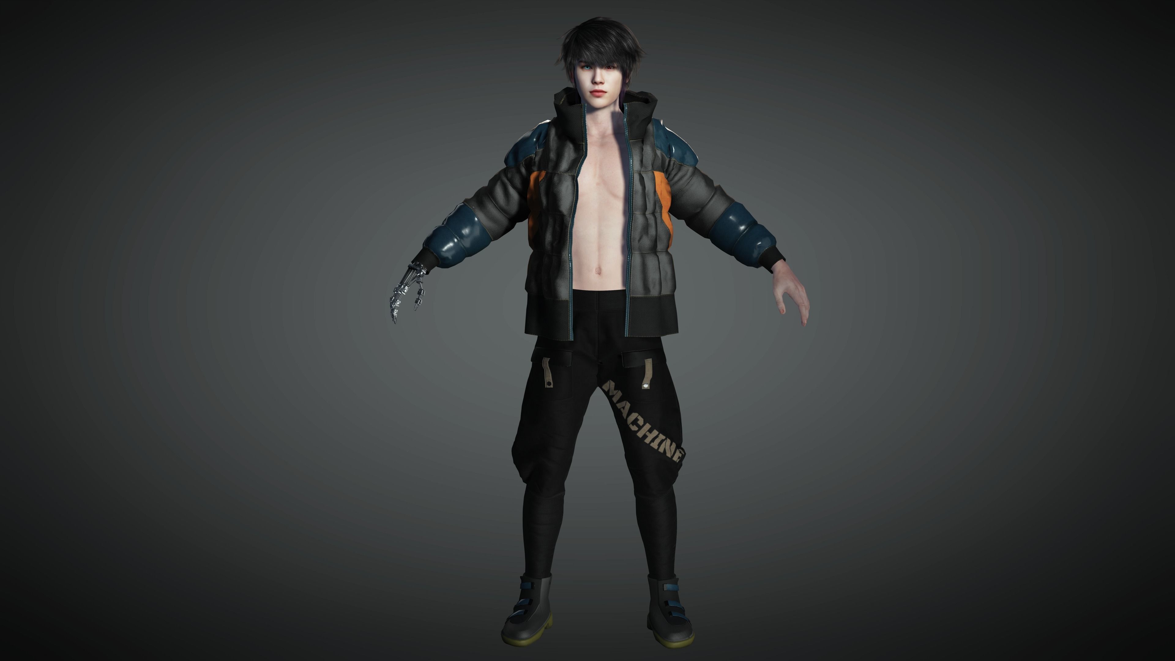 AAA Cyber Punk Male Character 02 Low-poly 3D model_6