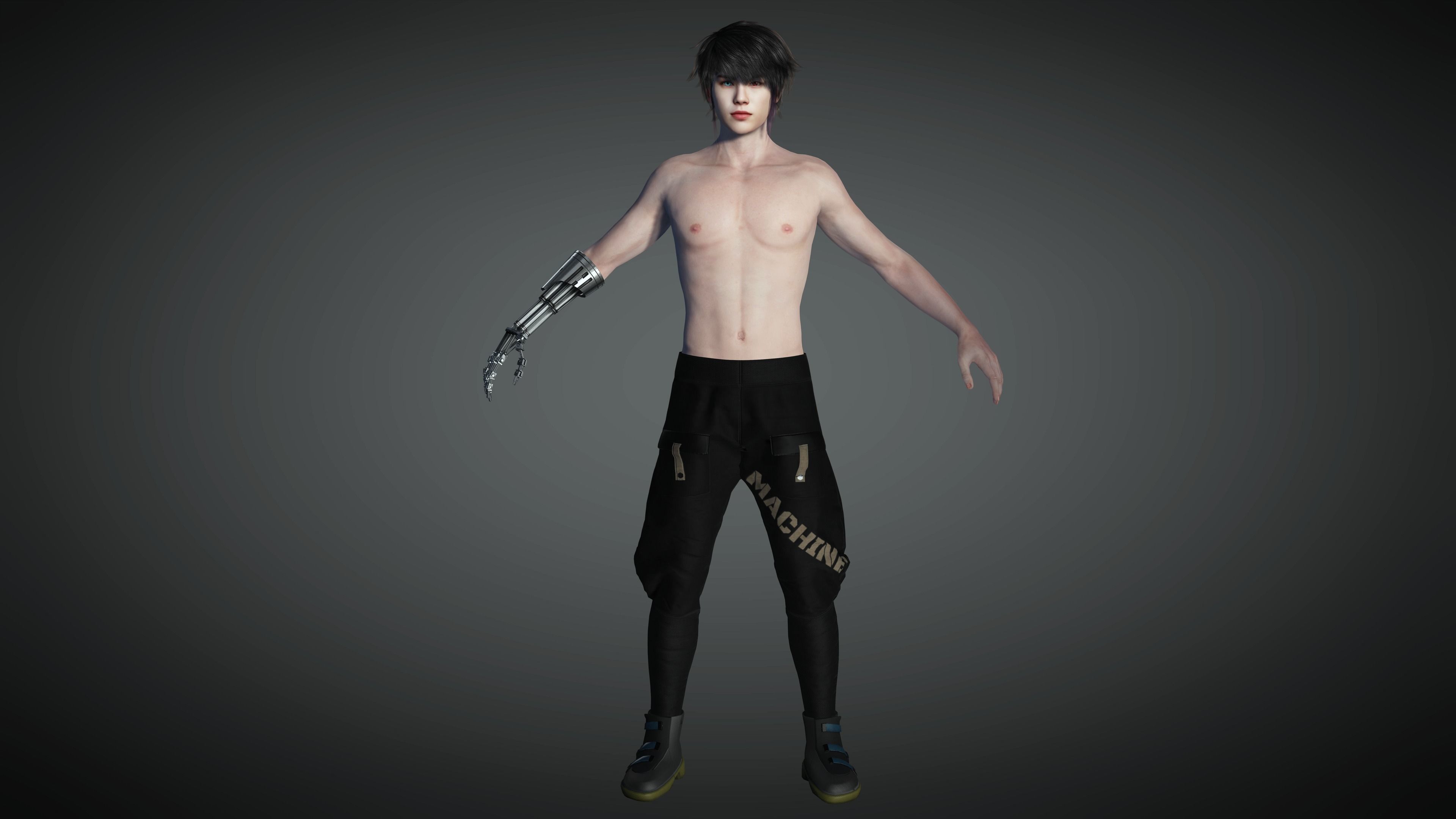 AAA Cyber Punk Male Character 02 Low-poly 3D model_7