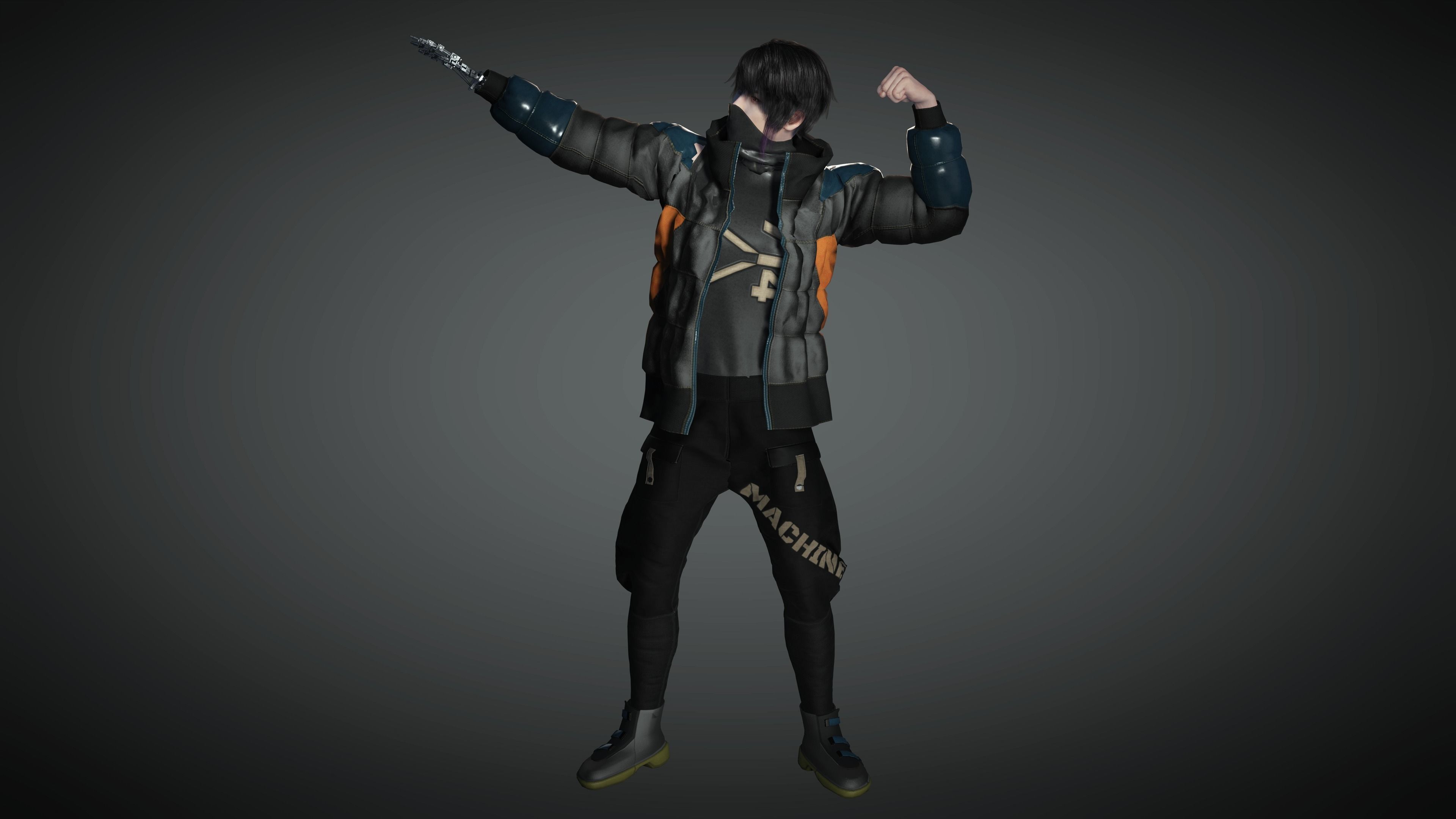 AAA Cyber Punk Male Character 02 Low-poly 3D model_14
