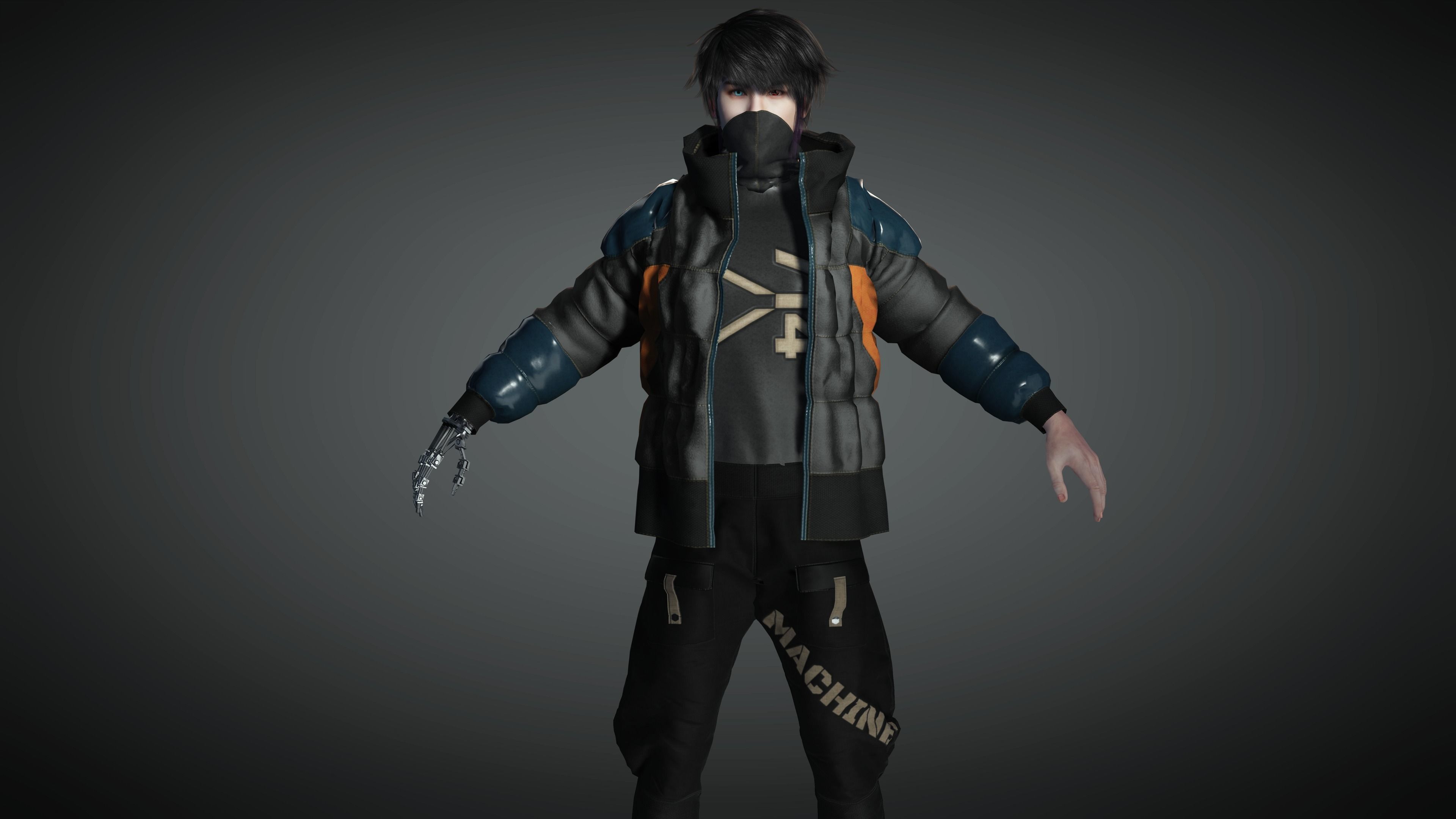 AAA Cyber Punk Male Character 02 Low-poly 3D model_1