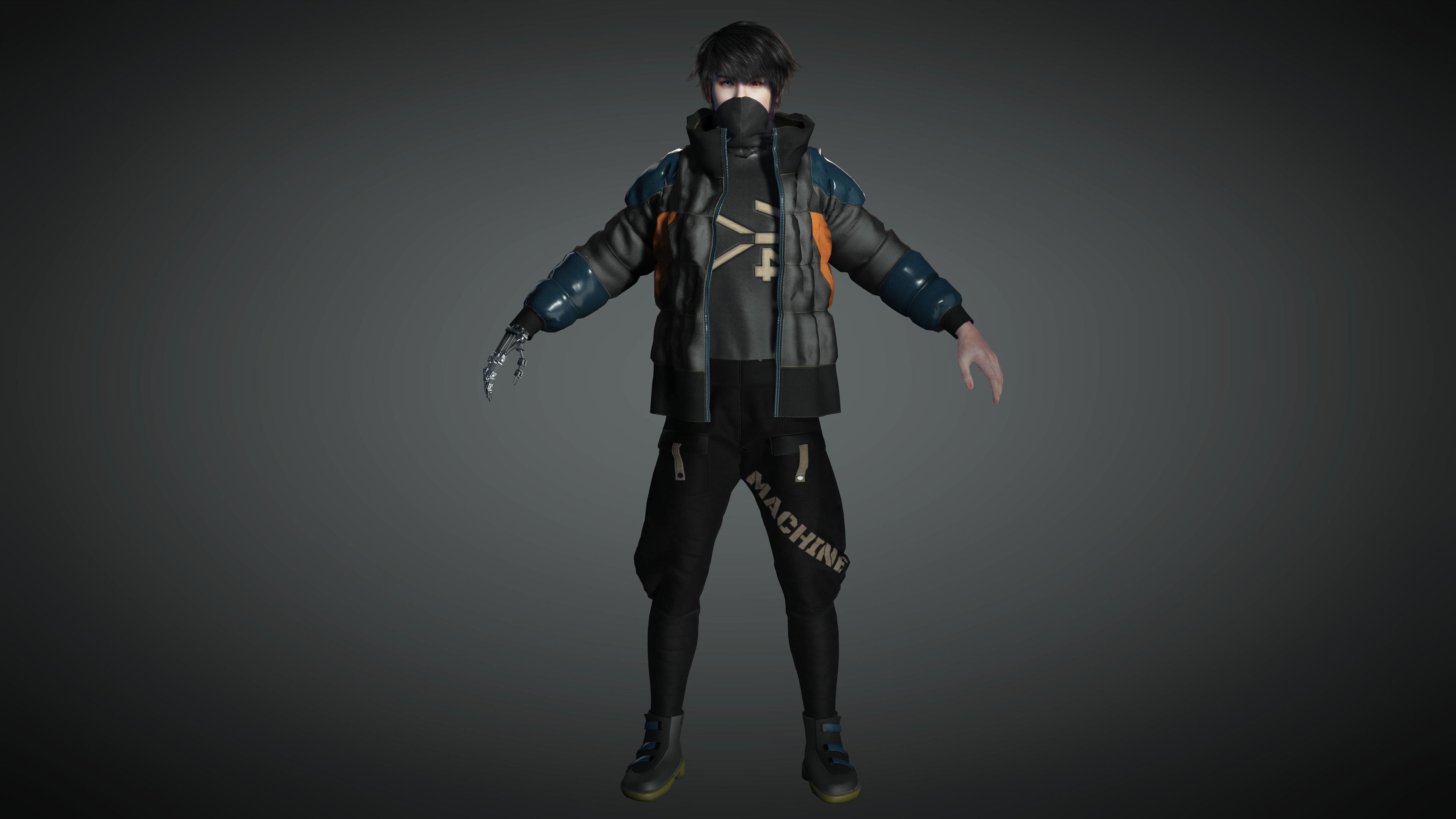 AAA Cyber Punk Male Character 02 Low-poly 3D model_4
