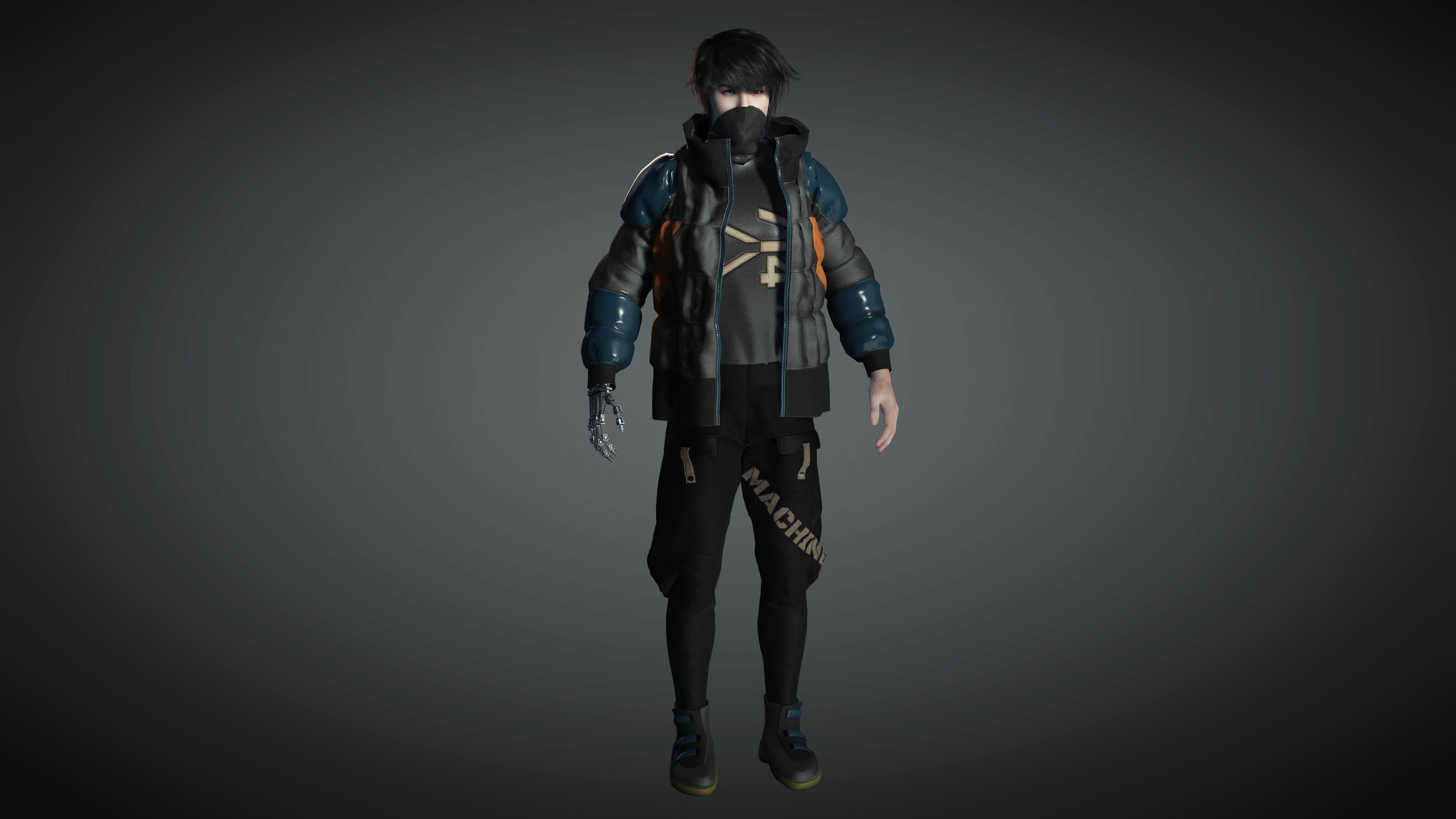 AAA Cyber Punk Male Character 02 Low-poly 3D model_13
