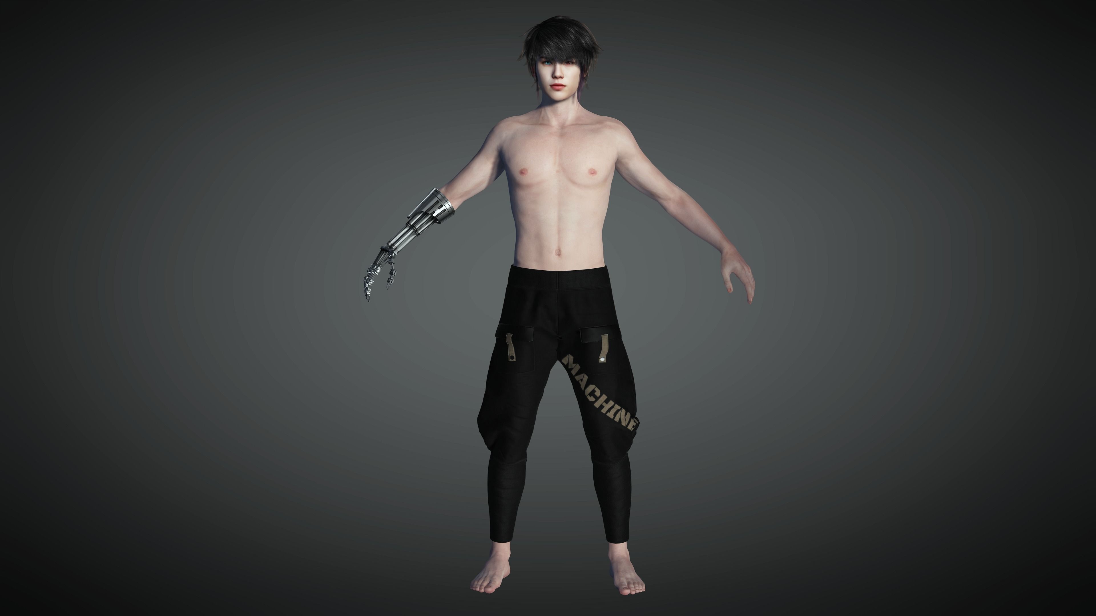 AAA Cyber Punk Male Character 02 Low-poly 3D model_8