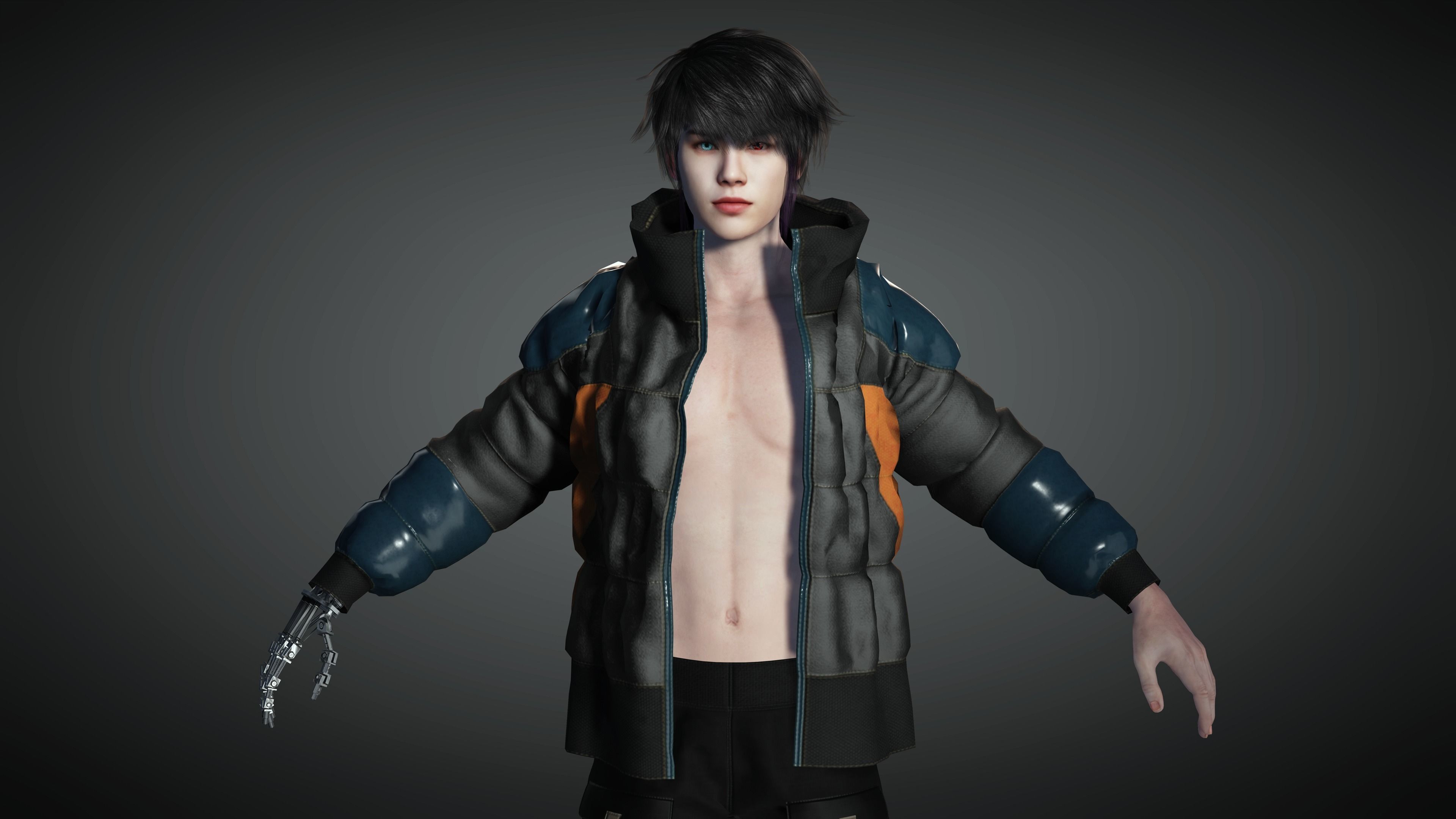 AAA Cyber Punk Male Character 02 Low-poly 3D model_3