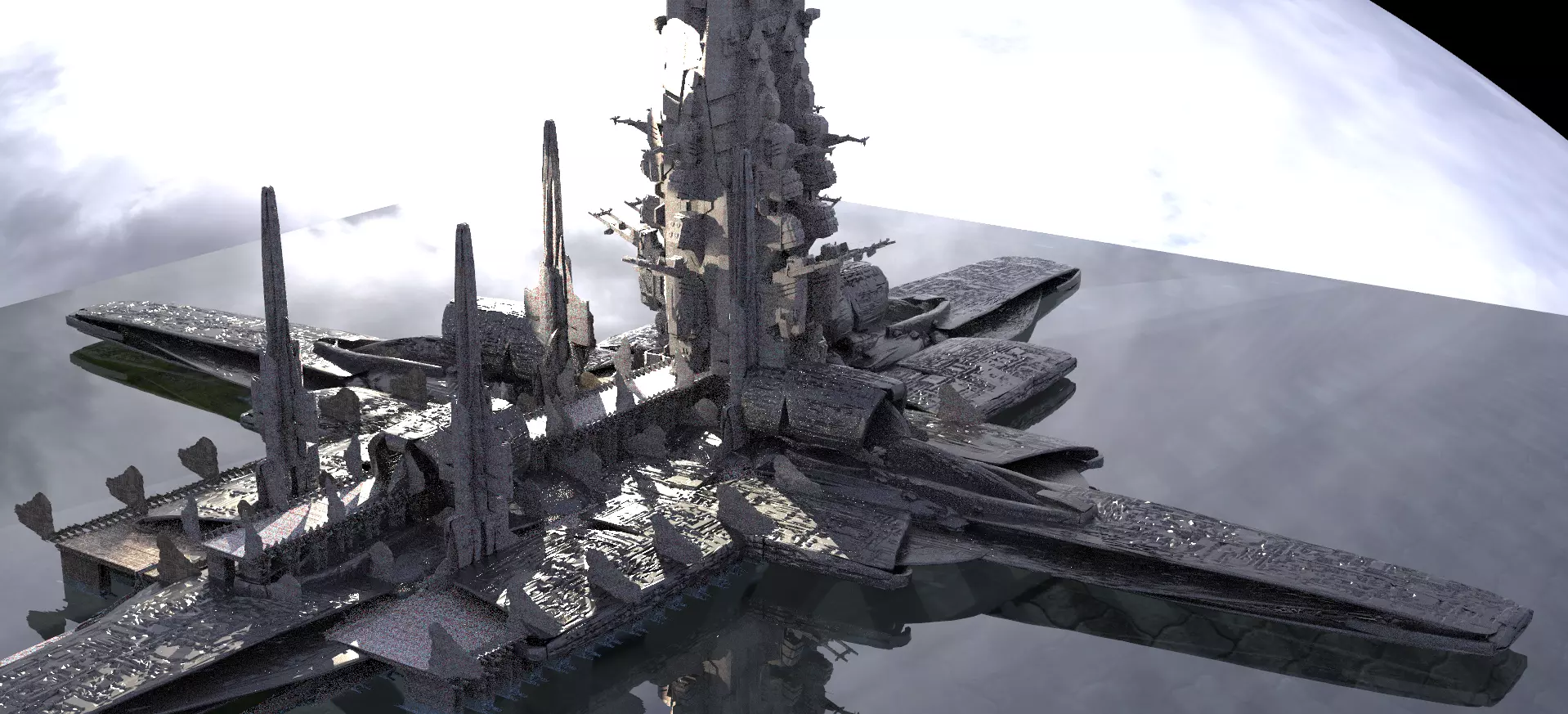 Floating Sci Fi City 3D model_0