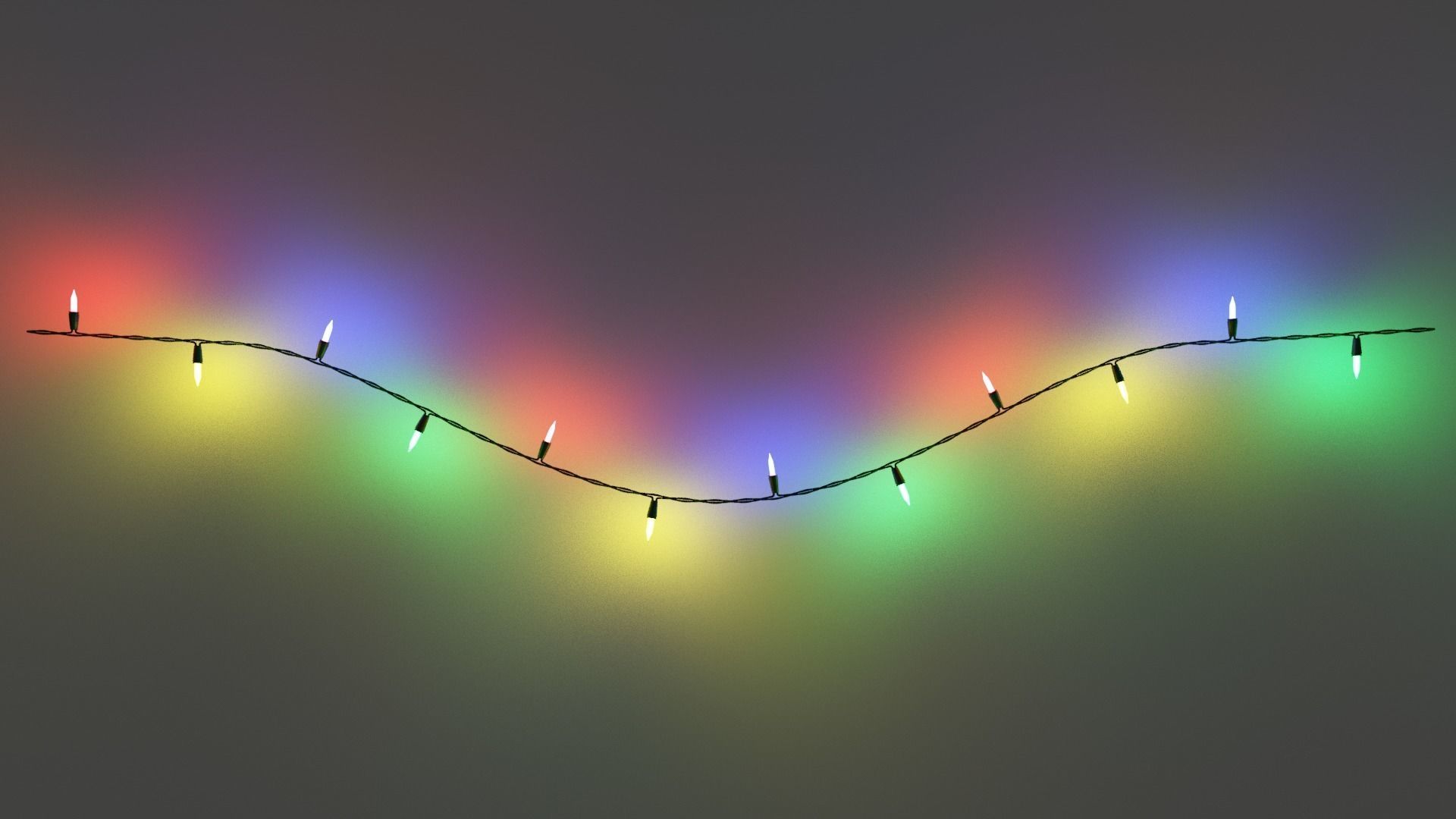 Glowing Holiday Lights Procedural and Posable Low-poly 3D model_1