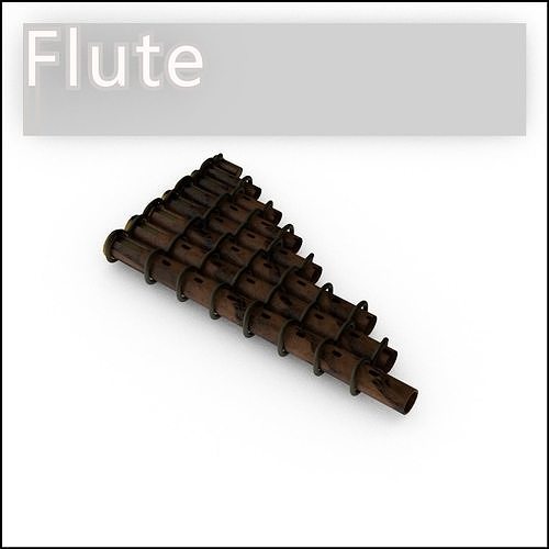 Flute 1 wooden triangle Low-poly 3D model
