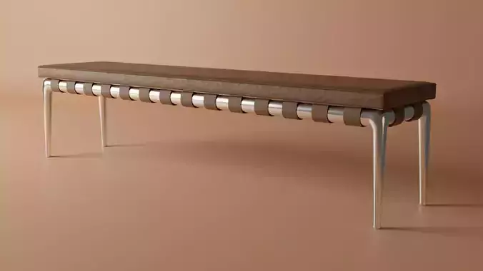 Bench made of metal and wood