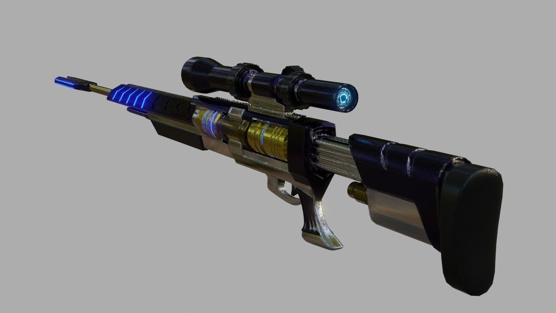 scifi SNlPER Low-poly 3D model_6