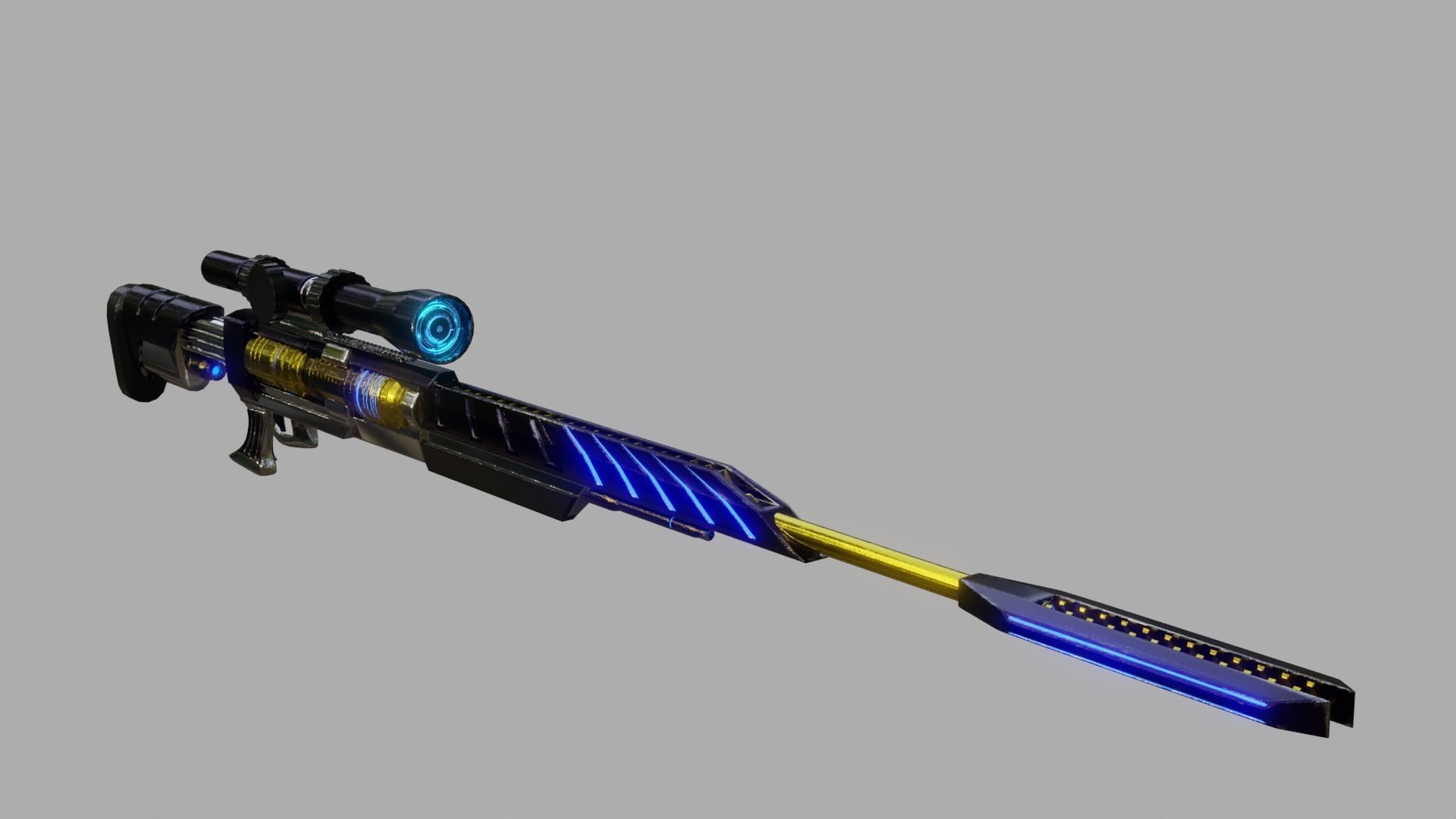 scifi SNlPER Low-poly 3D model_2