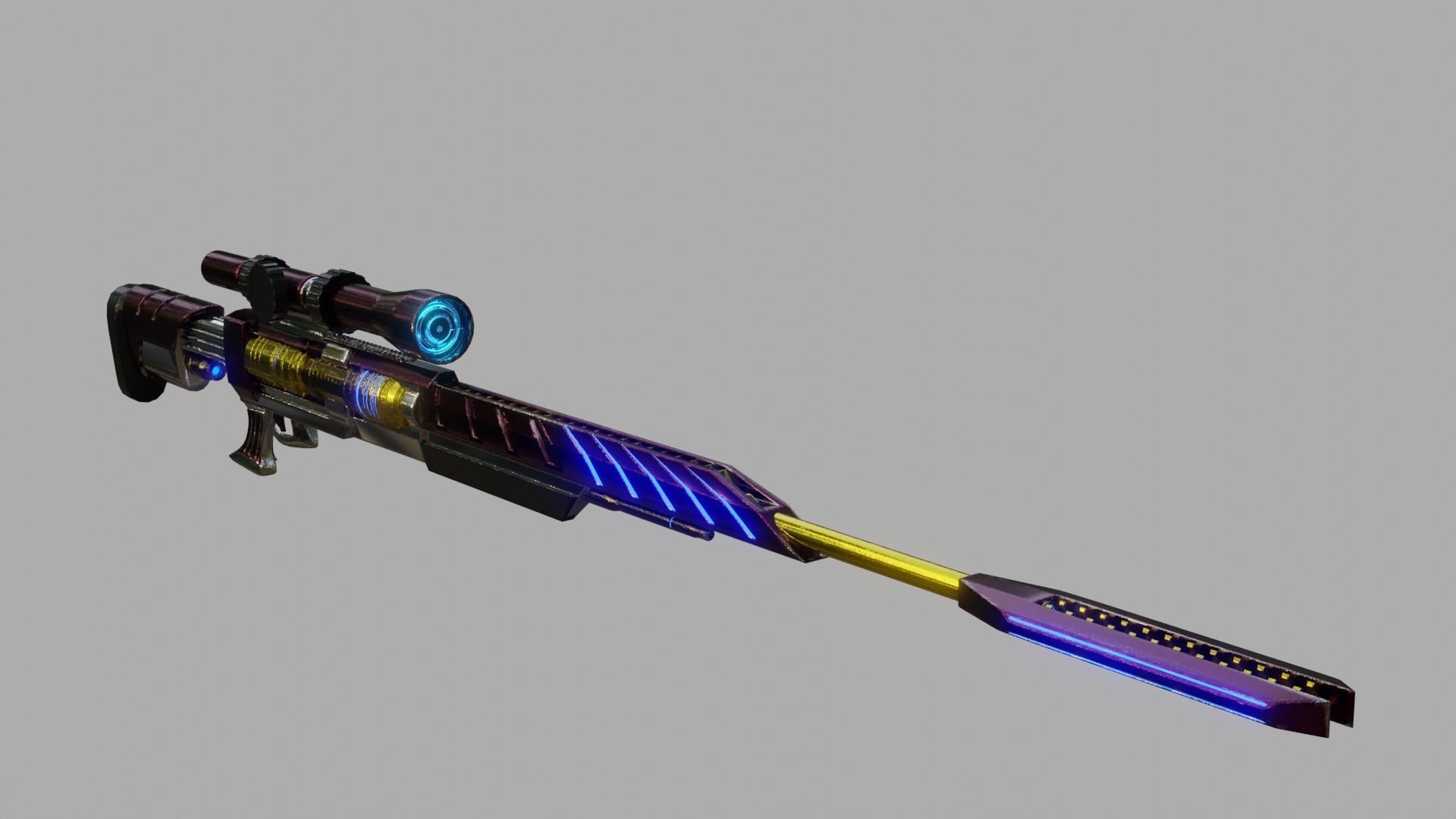 scifi SNlPER Low-poly 3D model_1