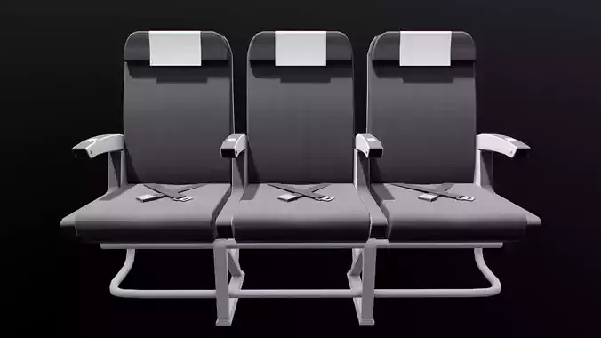 Airplane Economy Seats Low-poly 3D model