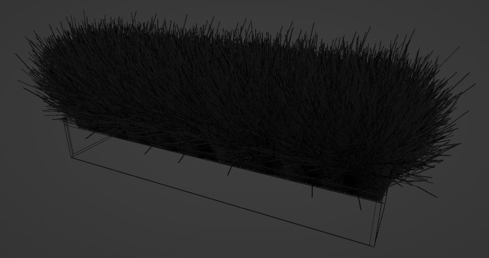 Grass in wooden box 3D model_2