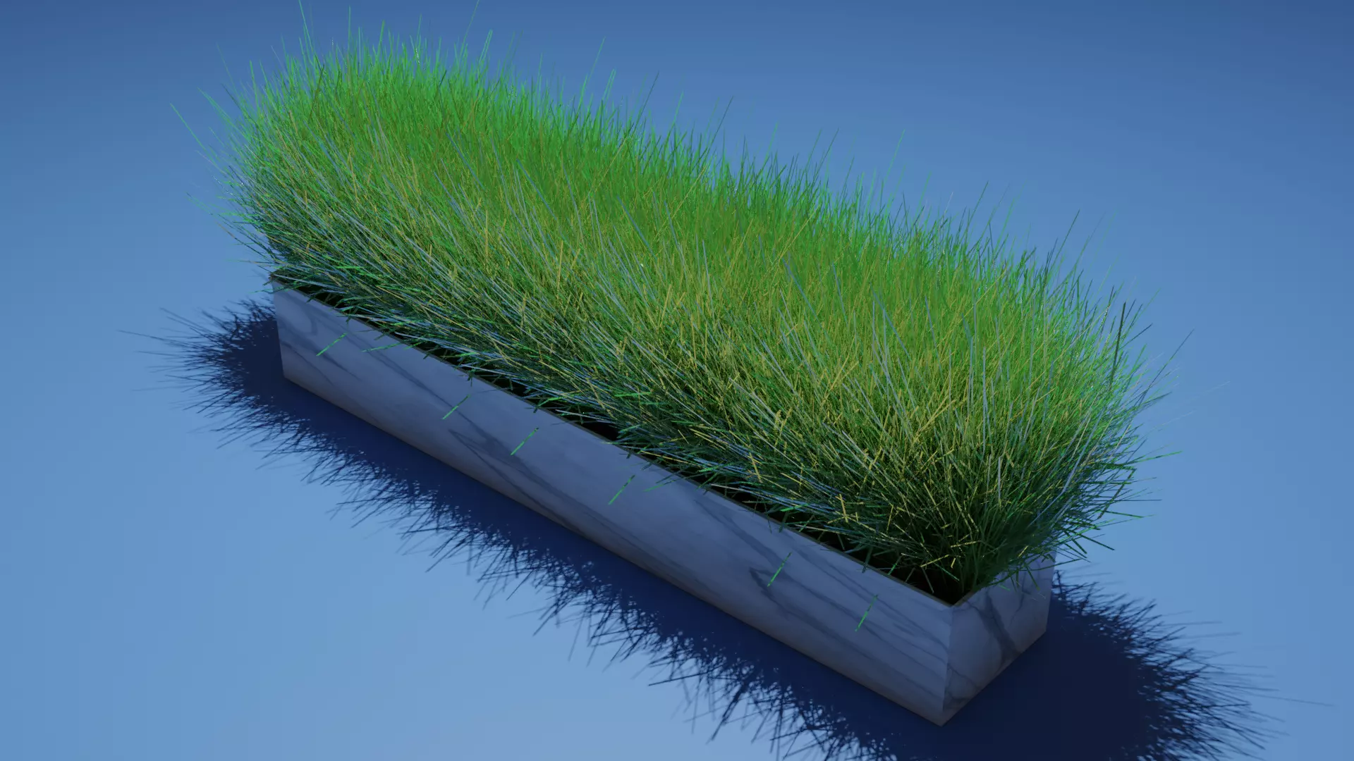 Grass in wooden box 3D model_0
