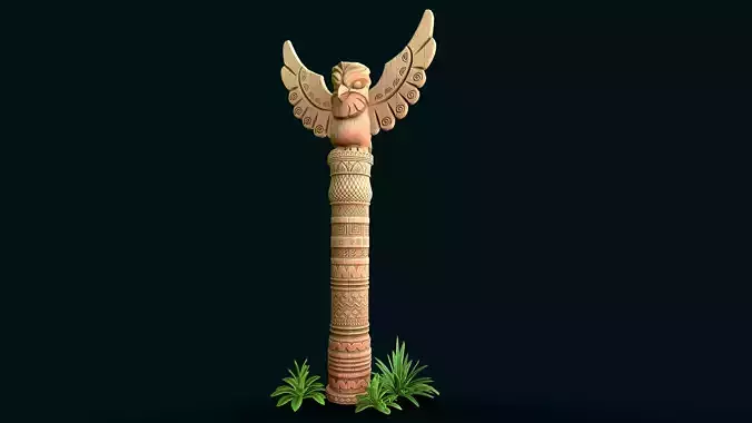 Stylized Wood Totem 5 Low-poly 3D model