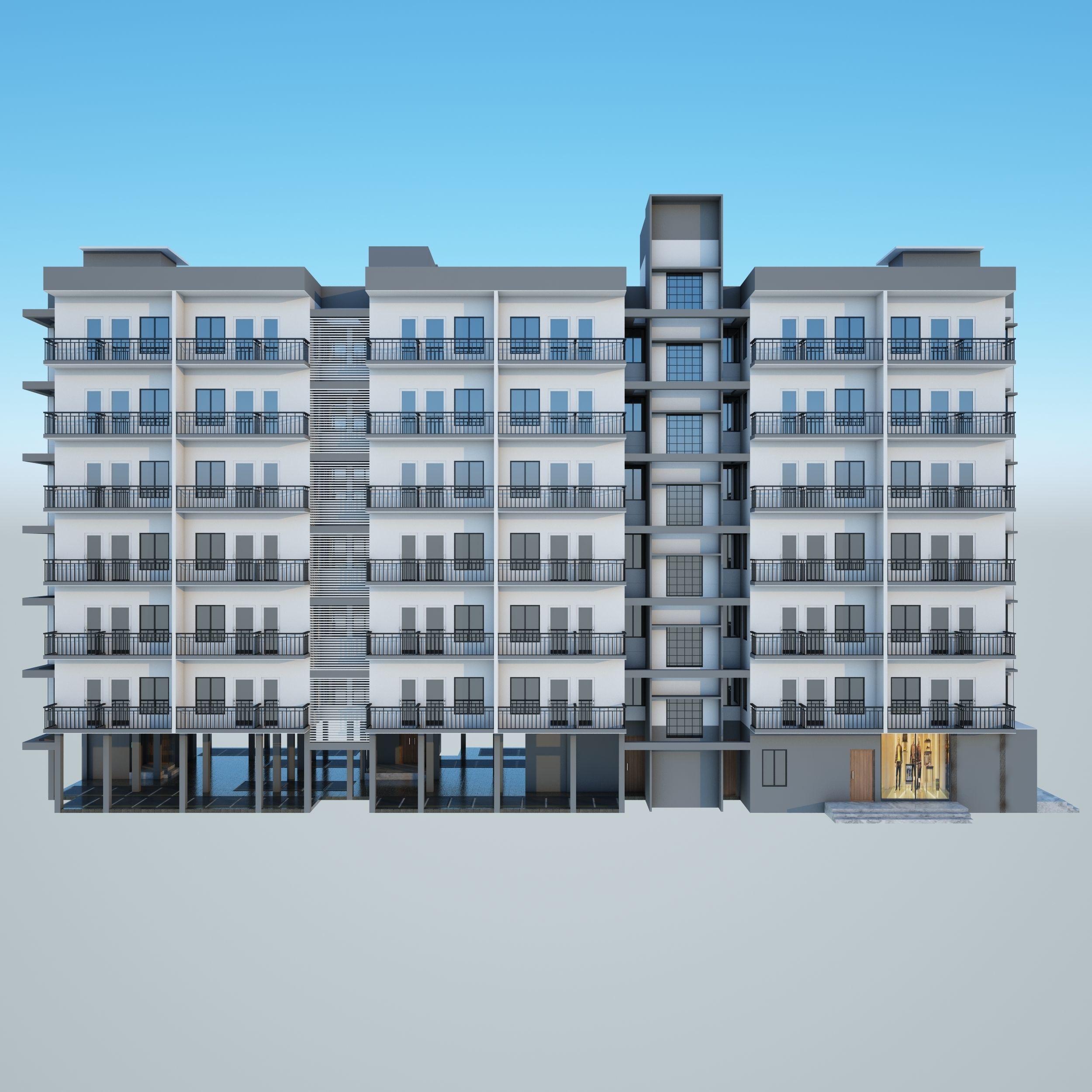 Modern Building 3D model_2