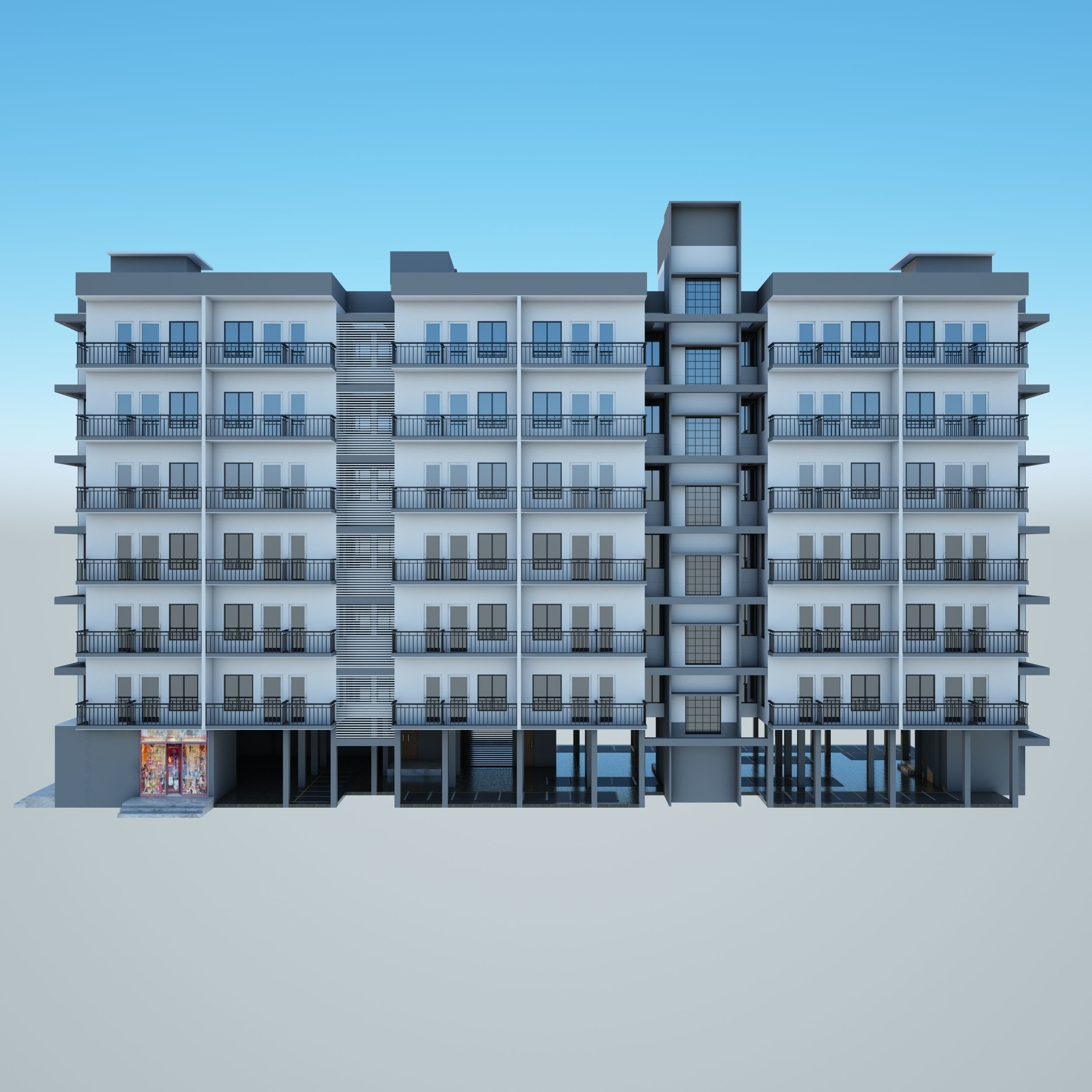 Modern Building 3D model_3
