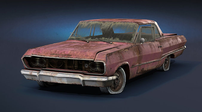 Retro Rusty Car 01 Low-poly 3D model