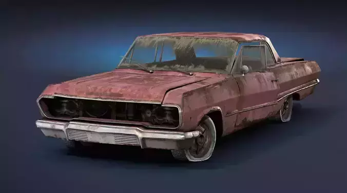 Retro Rusty Car 01 Low-poly 3D model