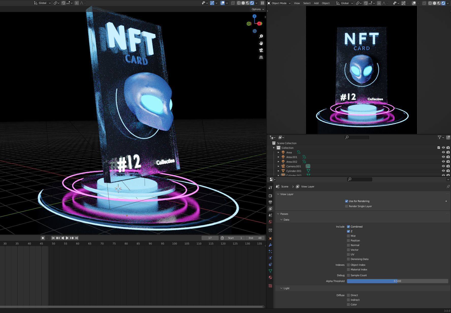 NFT Card template for Blender 3D model_3