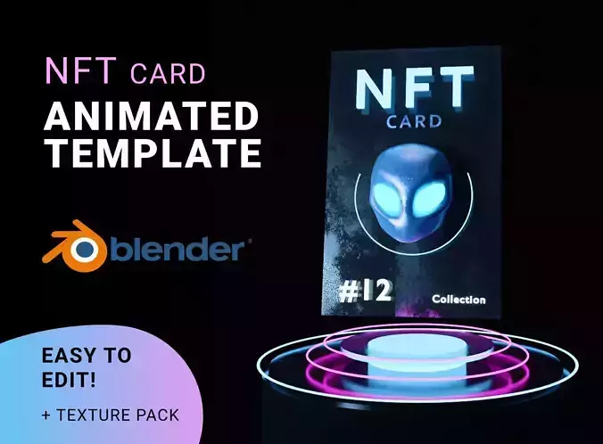 NFT Card template for Blender 3D model