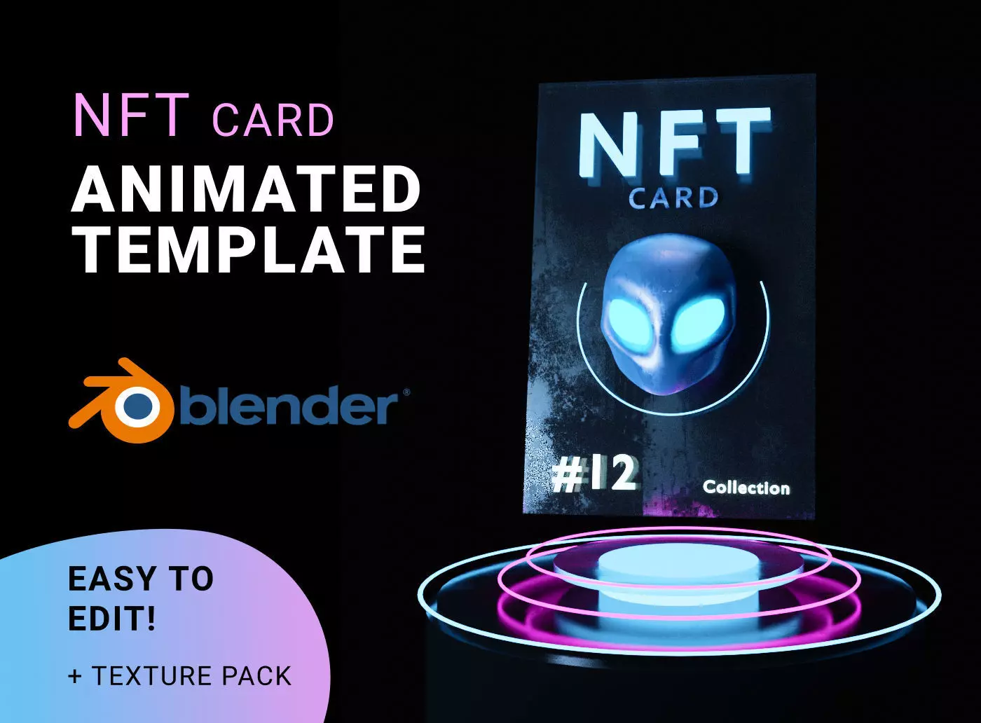 NFT Card template for Blender 3D model_0
