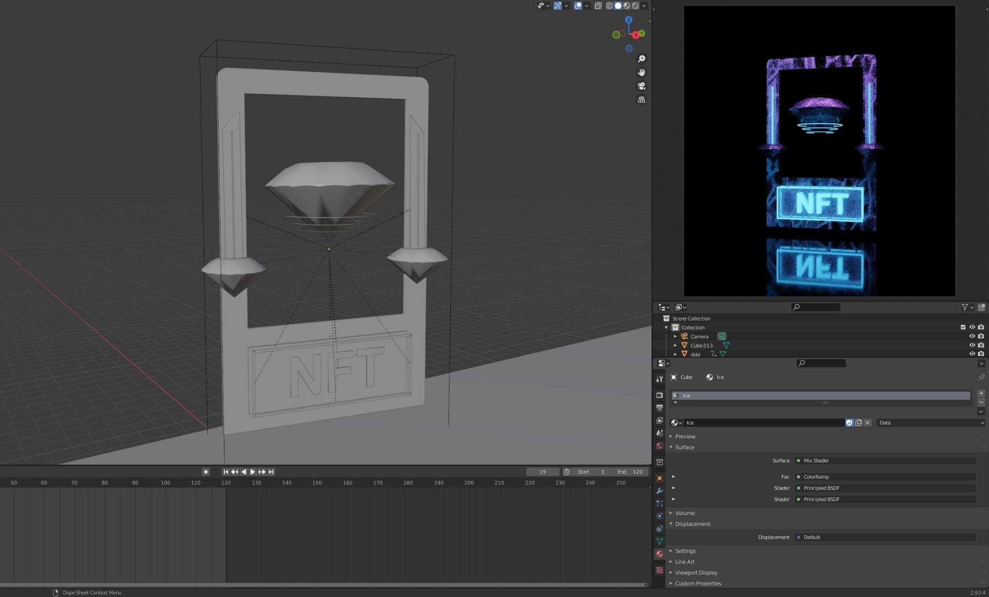 NFT neon card template for Blender Cycles 3D model_4