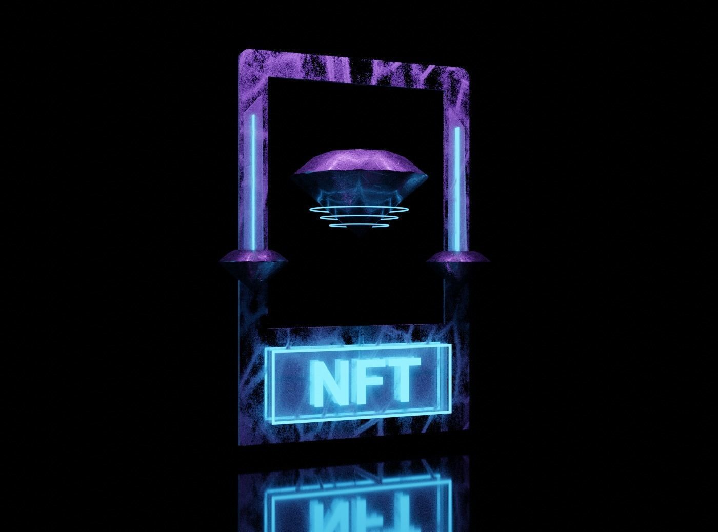 NFT neon card template for Blender Cycles 3D model_5