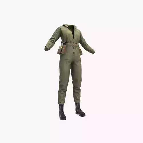 Woman Overalls Boots Toolbelt Game Ready