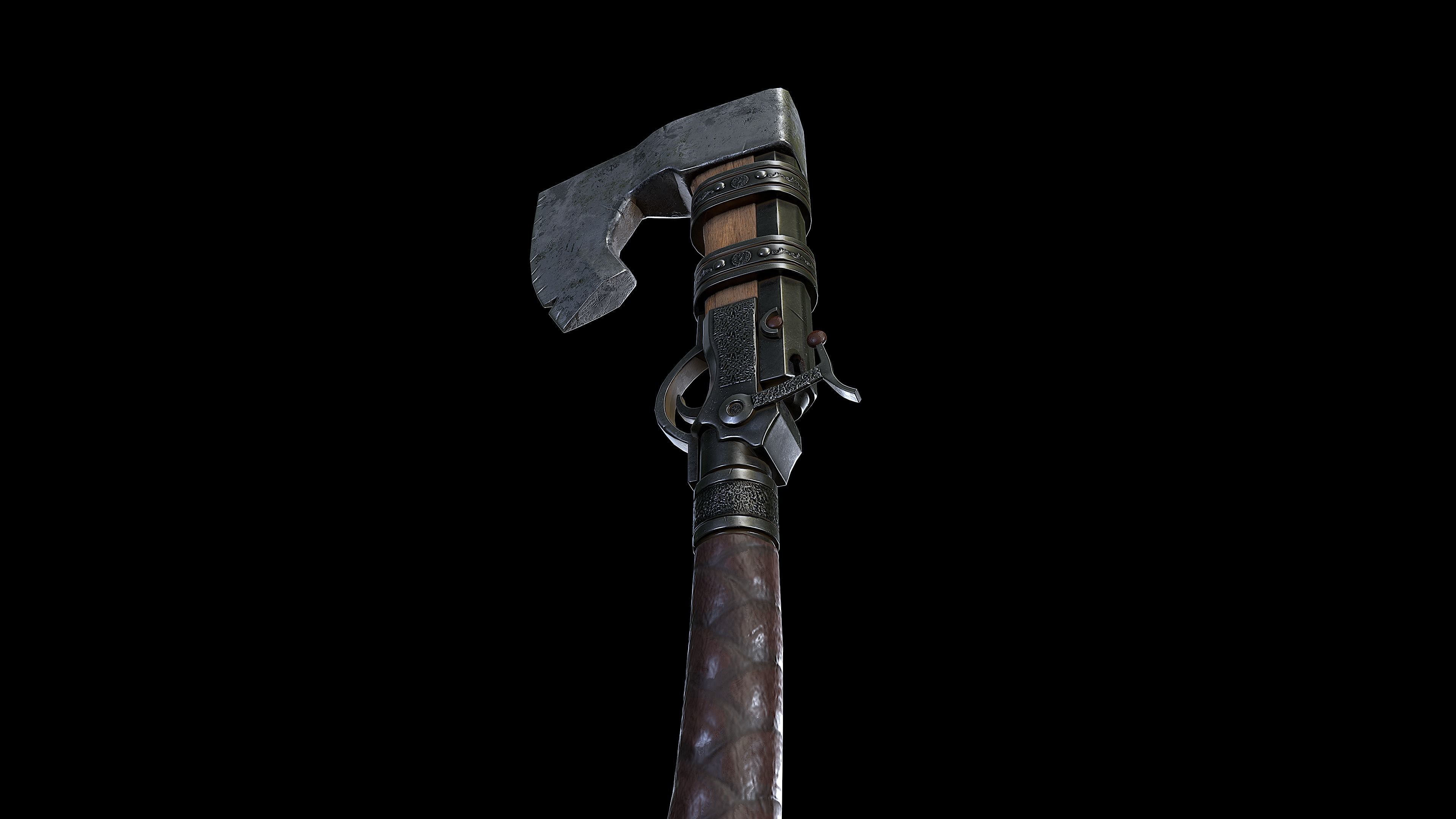 Axegun low poly model axe Low-poly 3D model_11
