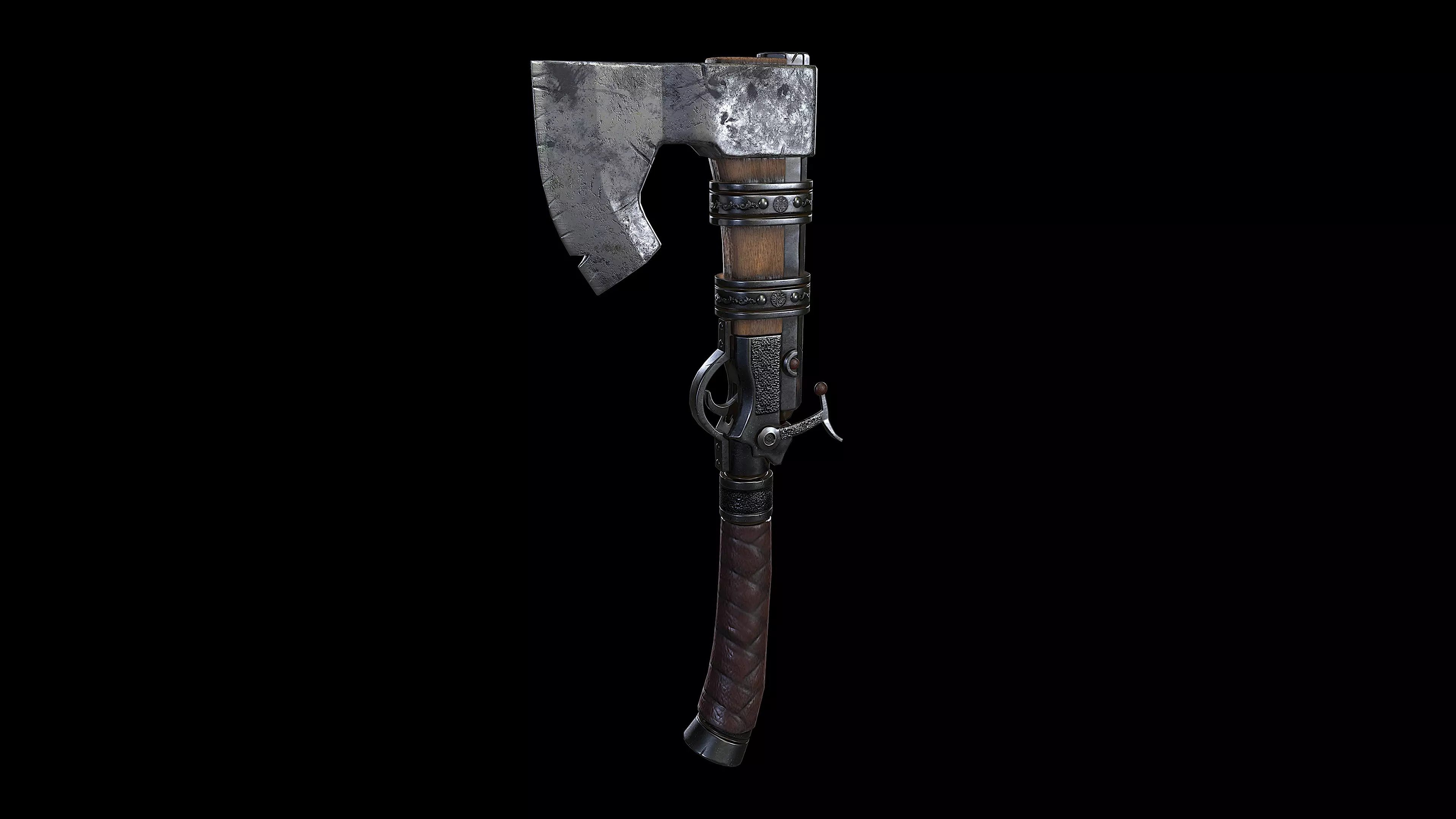 Axegun low poly model axe Low-poly 3D model_0
