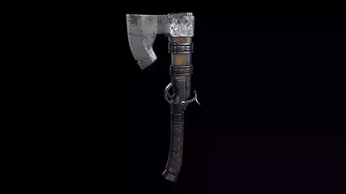 Axegun low poly model axe