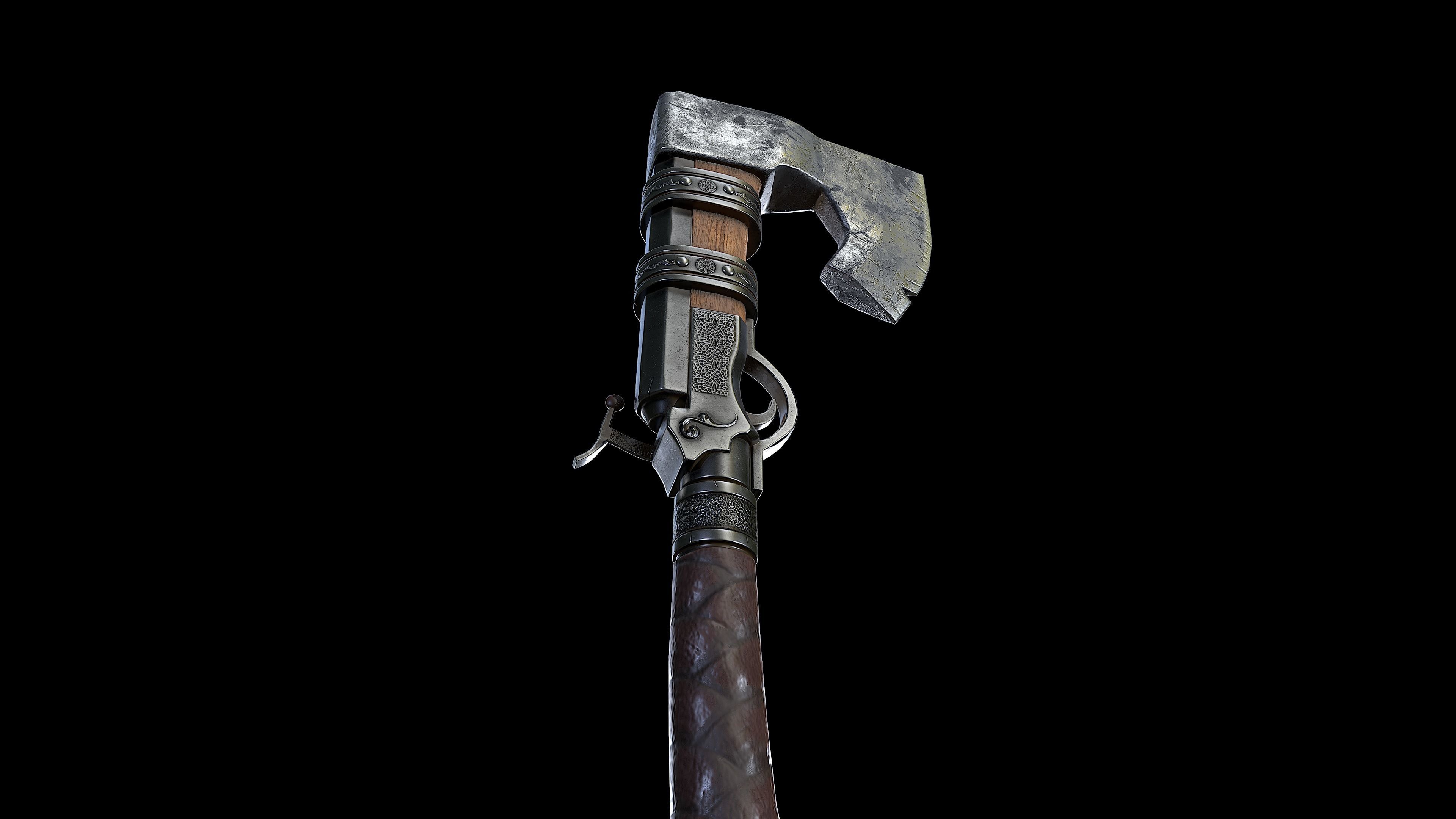 Axegun low poly model axe Low-poly 3D model_12