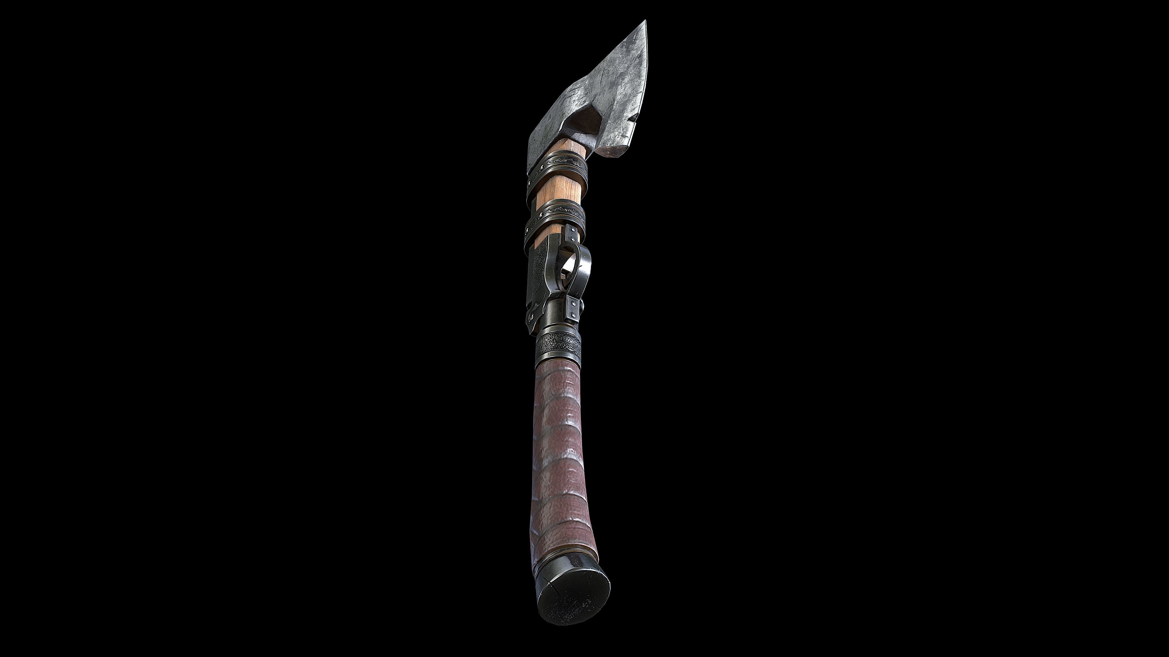Axegun low poly model axe Low-poly 3D model_9