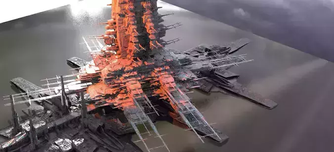 Sci-Fi Mars Facility Kitbash 3D model