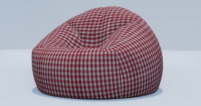 Beanbag checkered egg 3D model 2